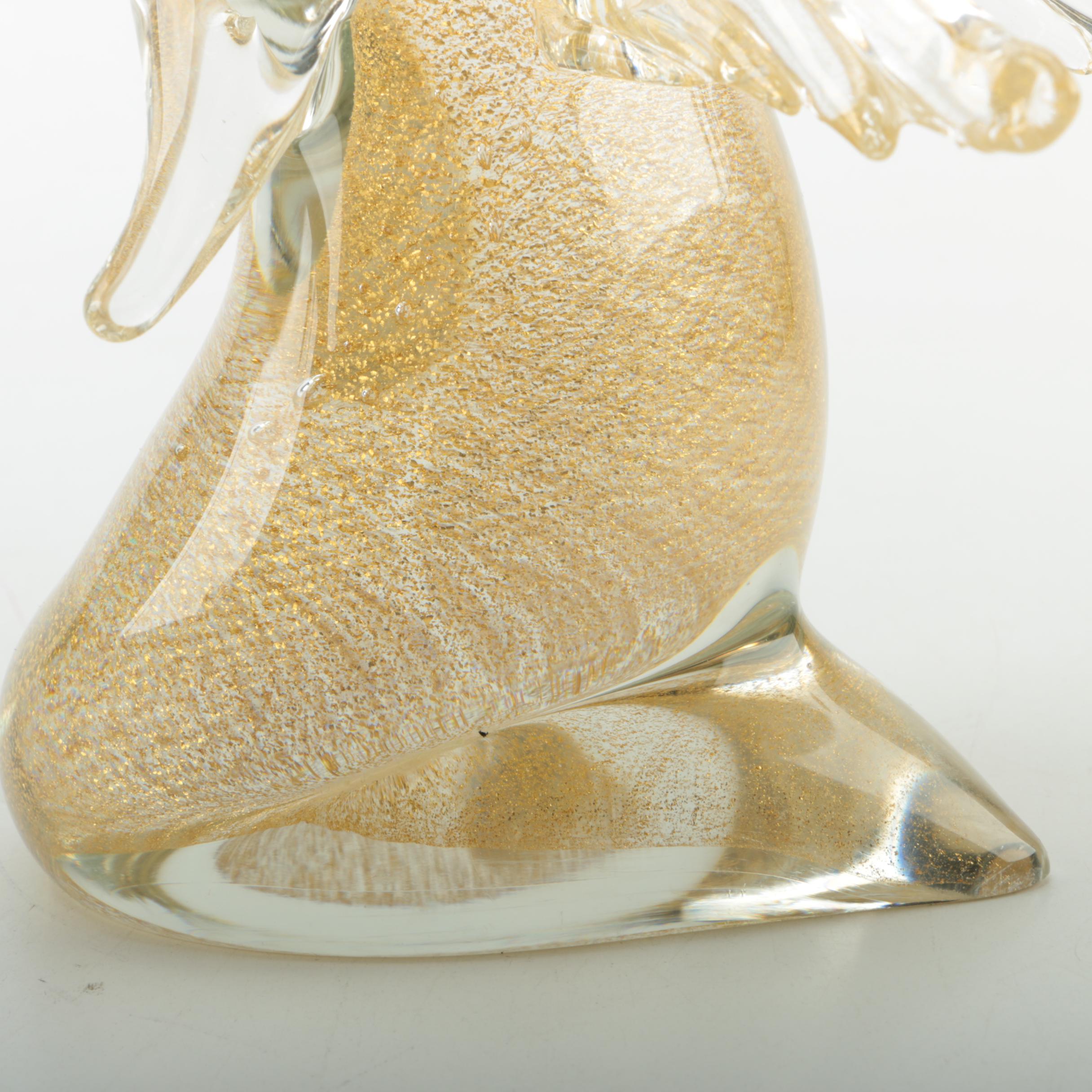 Giuliano Tosi Murano Aventurine Glass Angel Figurine