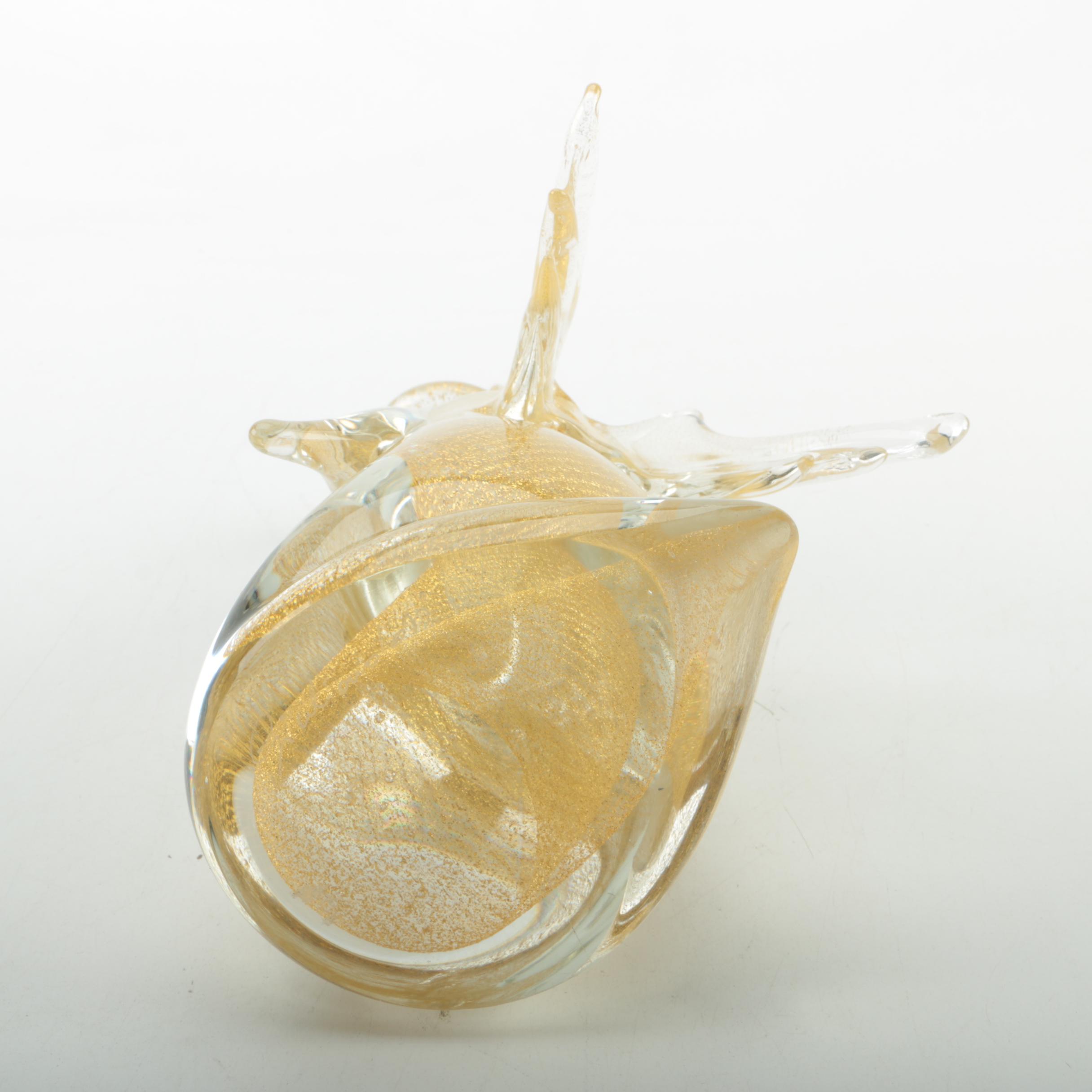 Giuliano Tosi Murano Aventurine Glass Angel Figurine