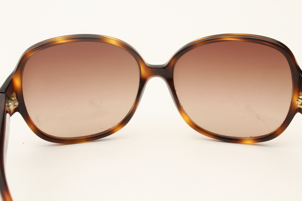 Tory Burch Brown Faux Tortoise Butterfly Sunglasses with Case