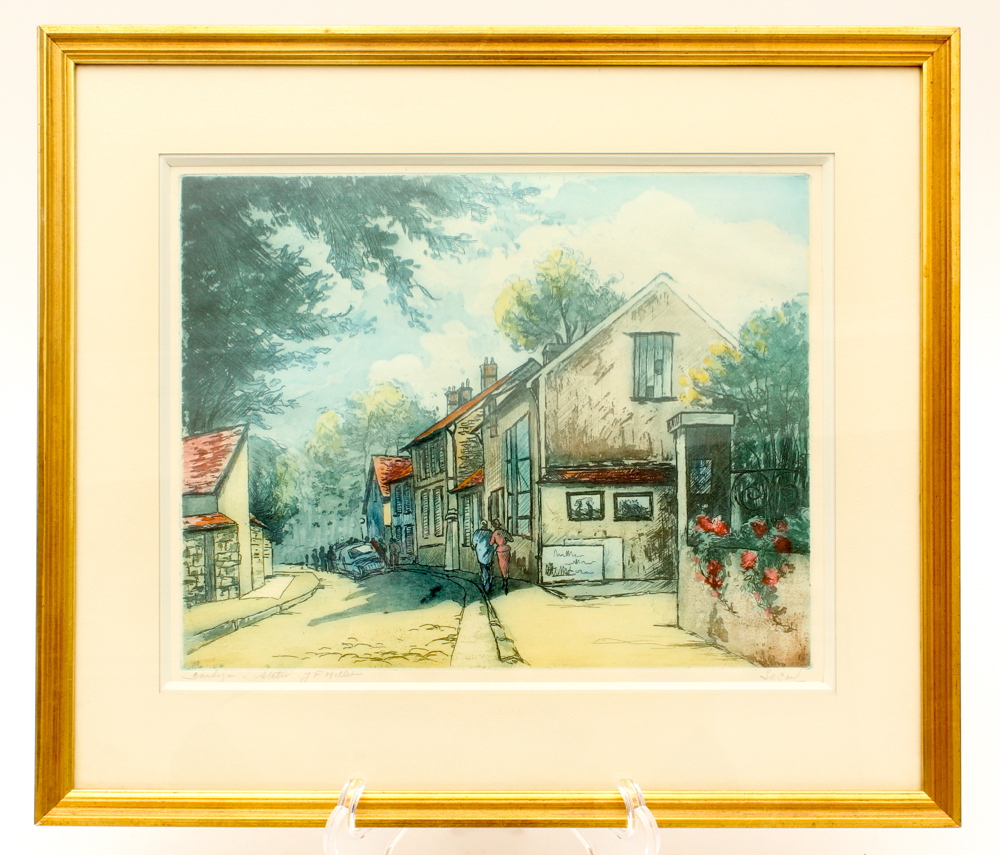 Lucien Veder "Le Garf" Hand-Colored Engraving "Barbizon- Atelier J.F. Millet"