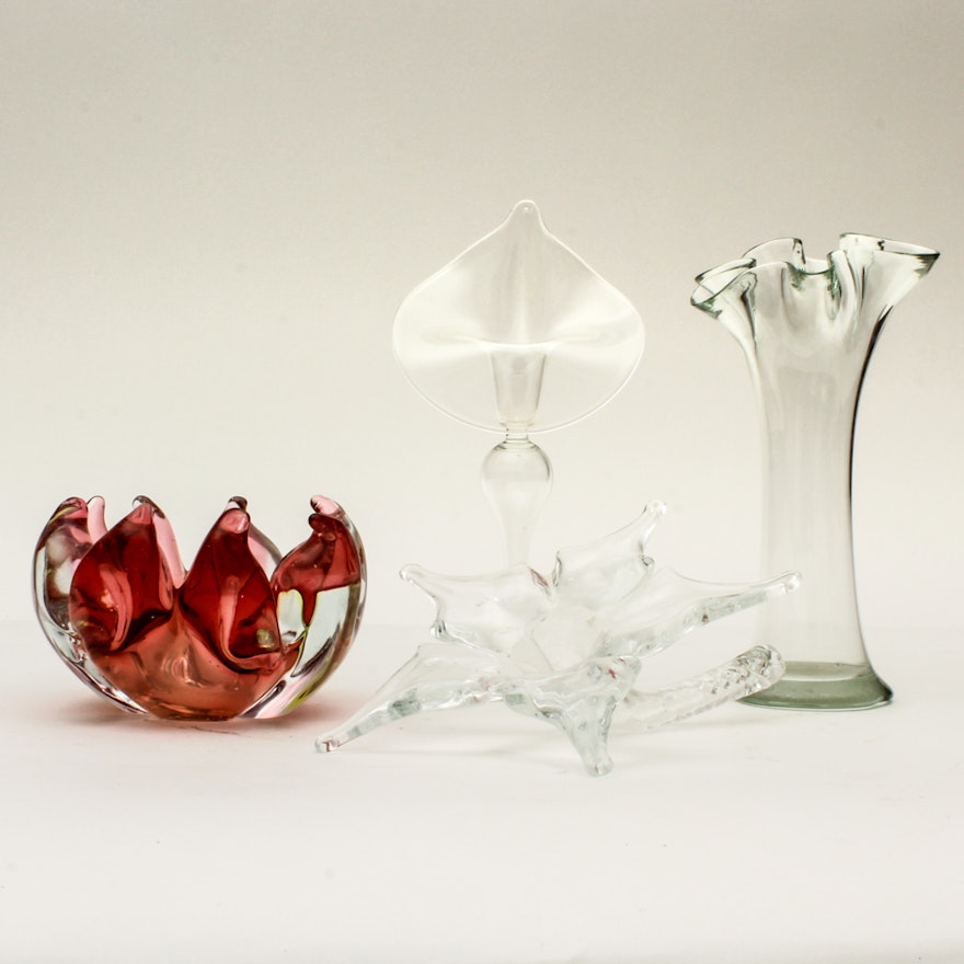 Decorative Glassware with Floral Motifs