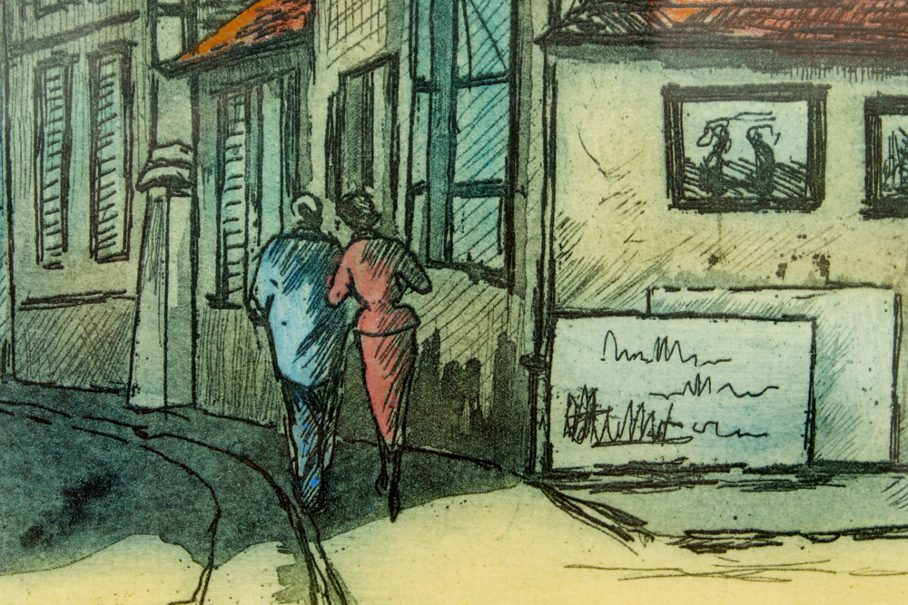 Lucien Veder "Le Garf" Hand-Colored Engraving "Barbizon- Atelier J.F. Millet"