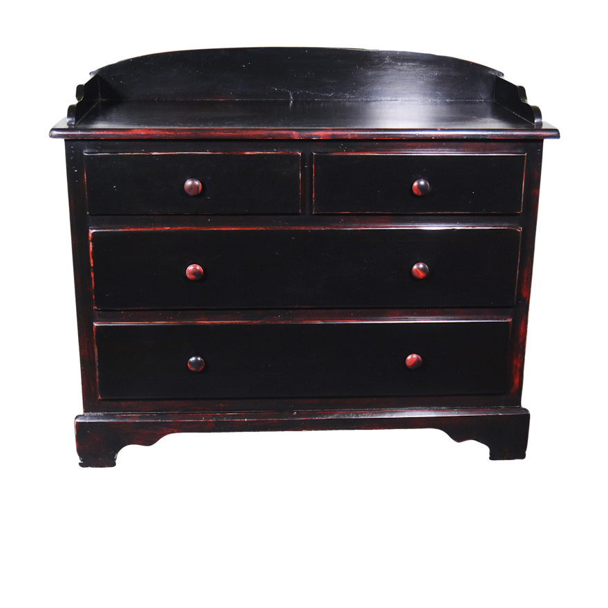 Black and Red Distressed Dresser | EBTH Black and Red Distressed Dresser | EBTH