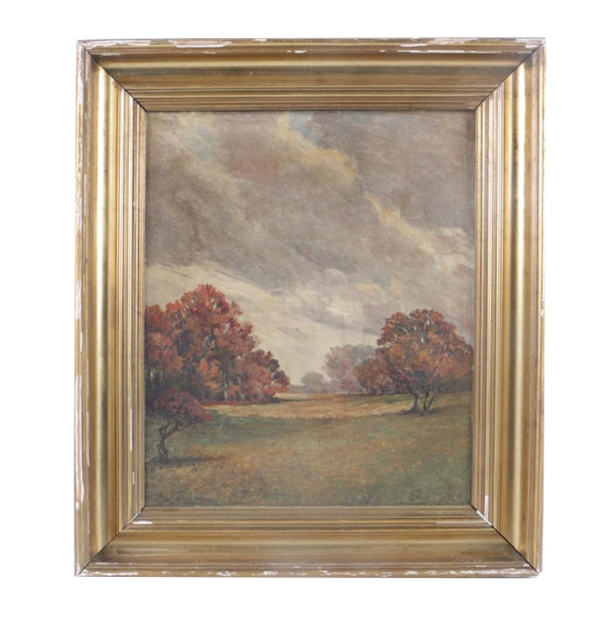 Gustav Frölund Oil Painting of Impressionist Style Landscape