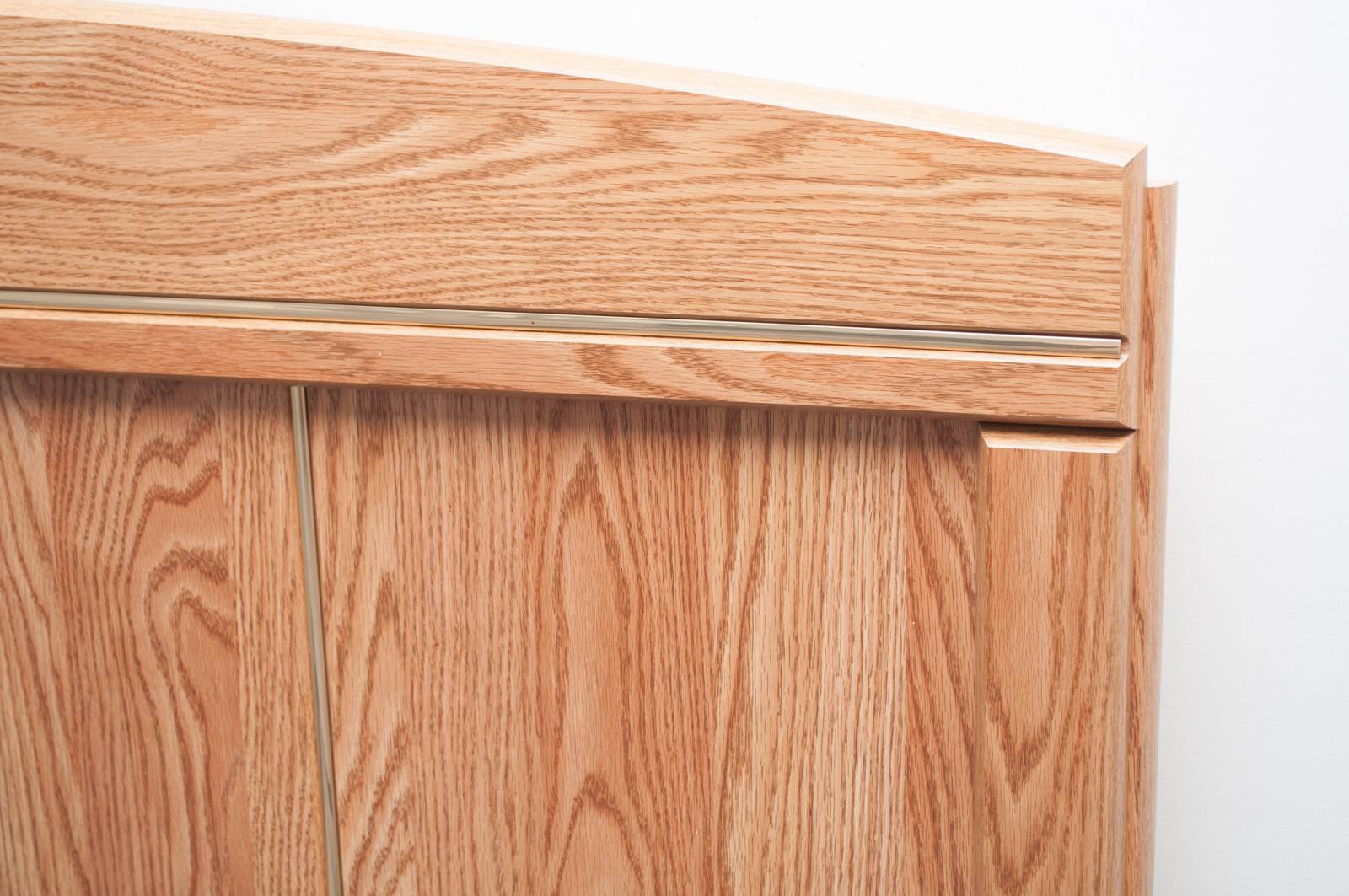 Full Sized Headboard with Brass Toned Accents