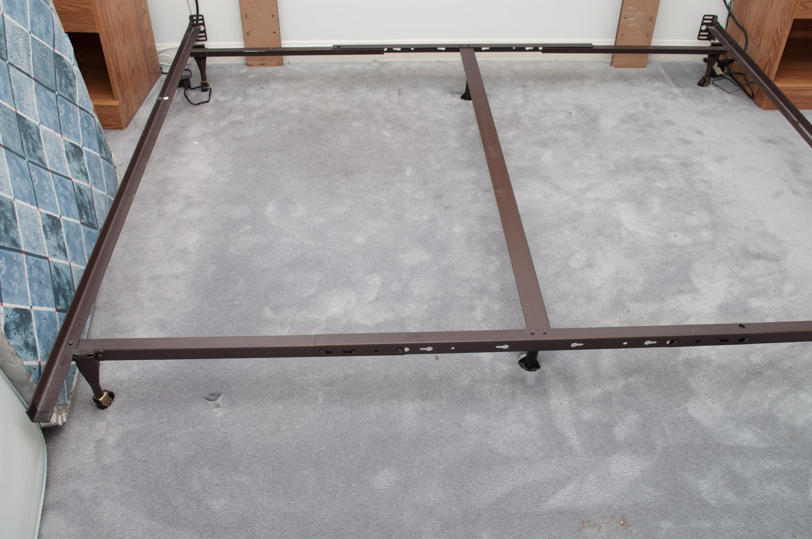 Full Sized Headboard with Brass Toned Accents