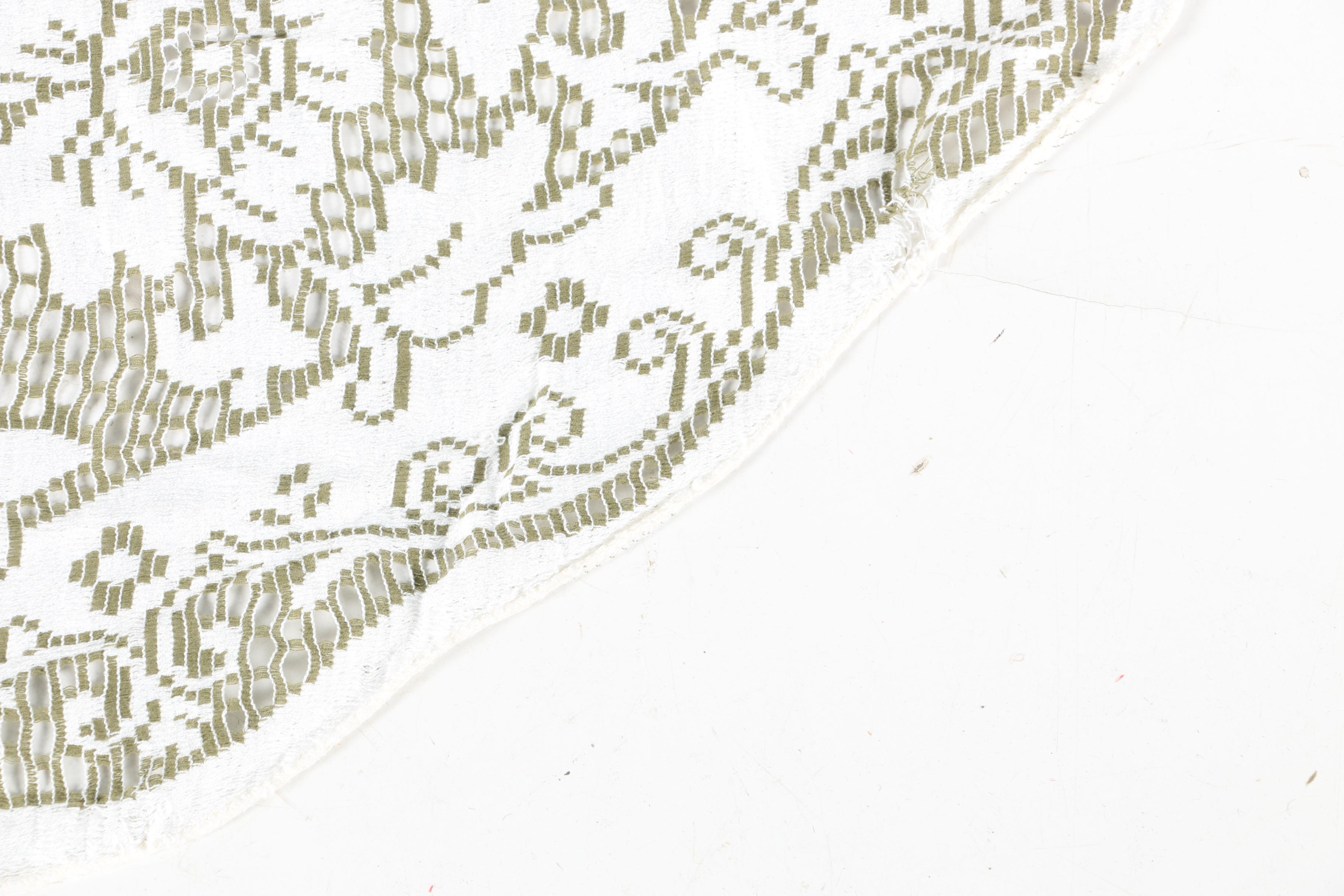 Green and White Floral Tablecloth