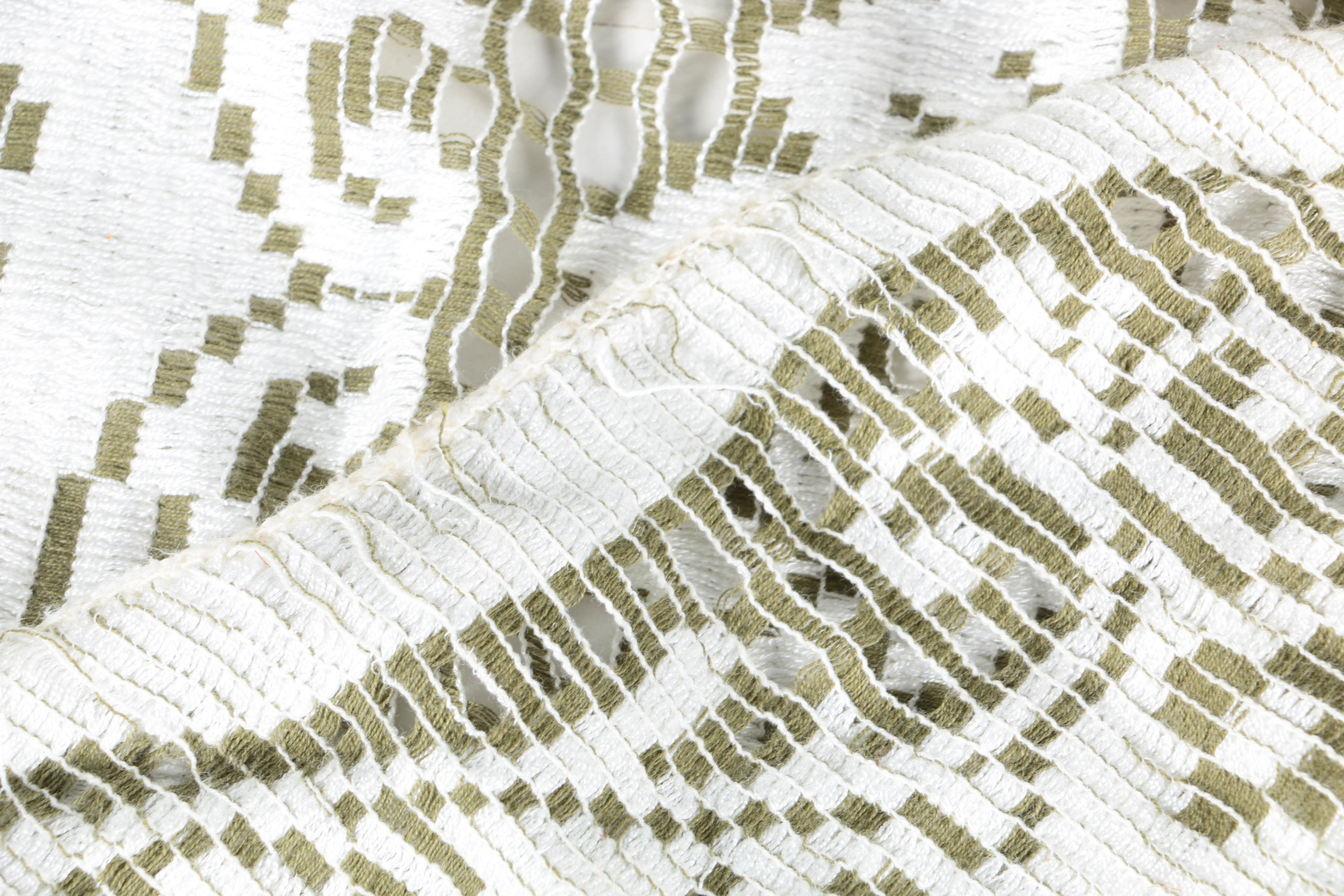 Green and White Floral Tablecloth