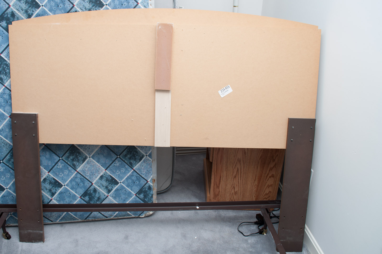 Full Sized Headboard with Brass Toned Accents