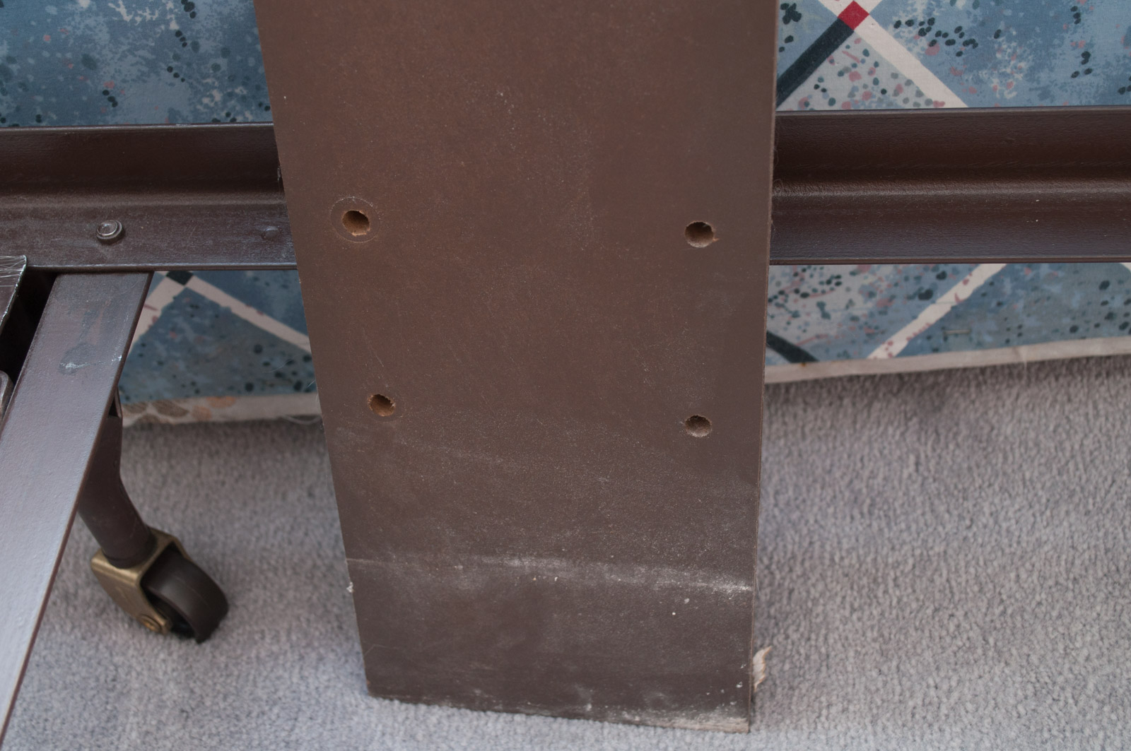 Full Sized Headboard with Brass Toned Accents