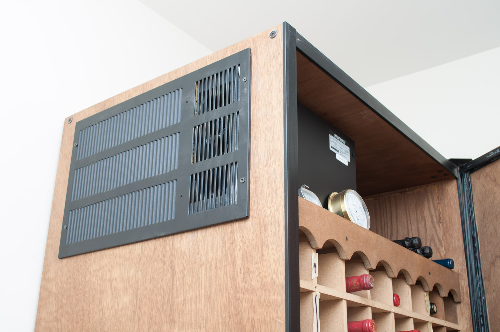 Wine-Mate Cooling System 2500CD with Tall Wood Wine Cooler Storage Unit