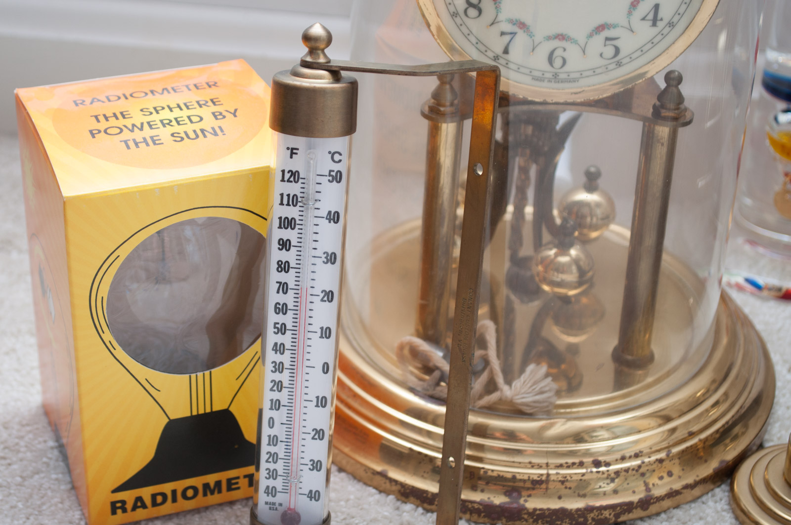 Skeleton Clocks and Barometers with Crystal Prism and Radiometer