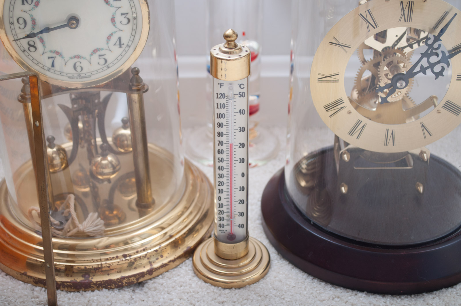 Skeleton Clocks and Barometers with Crystal Prism and Radiometer
