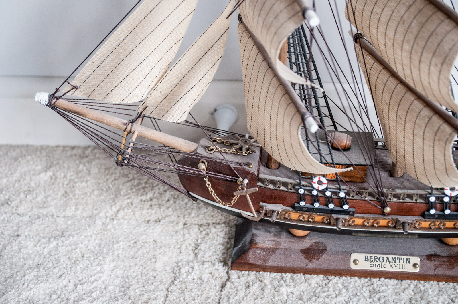 Wood Model of the Bergantin Siglo XVIII Ship