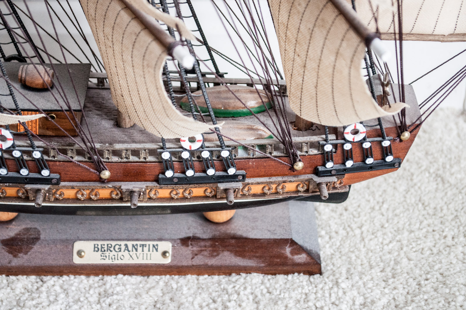 Wood Model of the Bergantin Siglo XVIII Ship