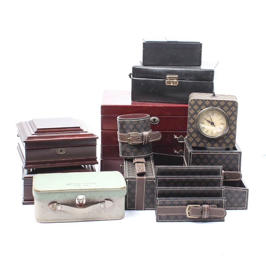 Jewelry Boxes and Faux Leather Desk Set