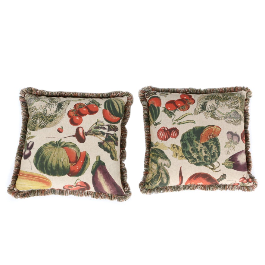 Large Vegetable Print Fabric Pillows