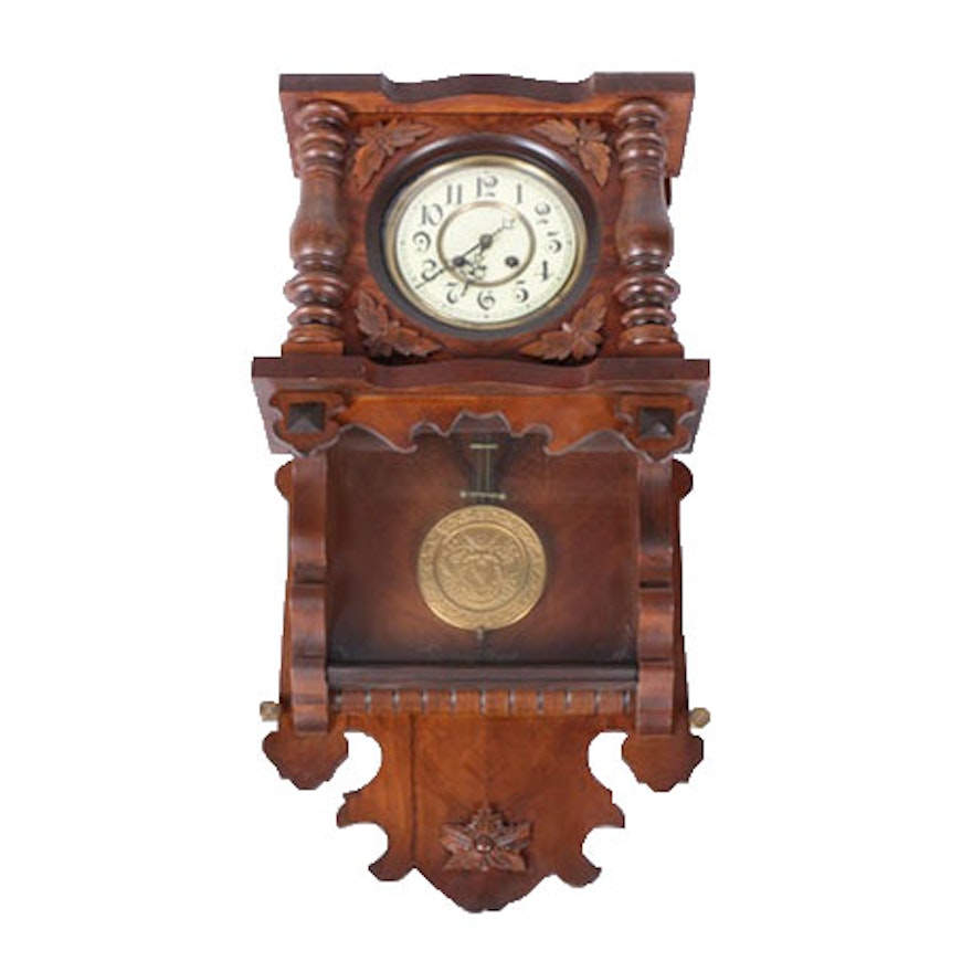 Vintage Carved Wood Wall Clock