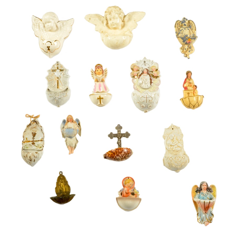 Selection of Mid-Century Holy Water Wall Pockets