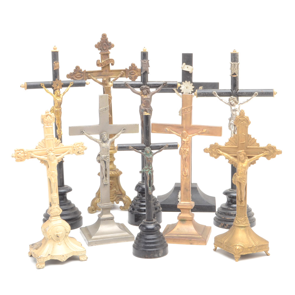 Ten Vintage Christian Religious Crucifixes