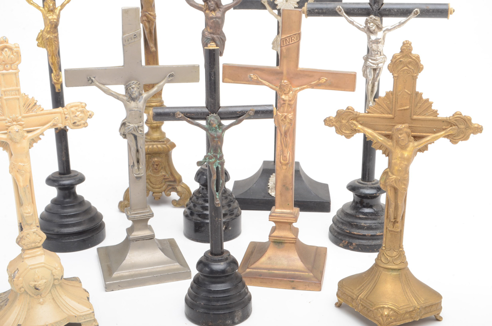 Ten Vintage Christian Religious Crucifixes