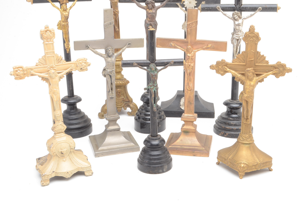 Ten Vintage Christian Religious Crucifixes