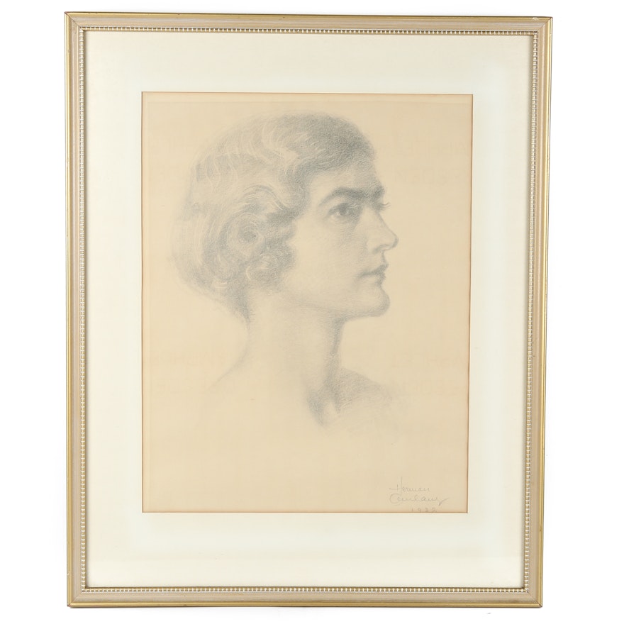 1932 Pencil Drawing of a Portrait of a Lady
