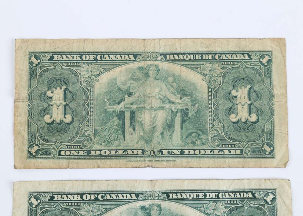 1937 Canadian One Dollar Bills