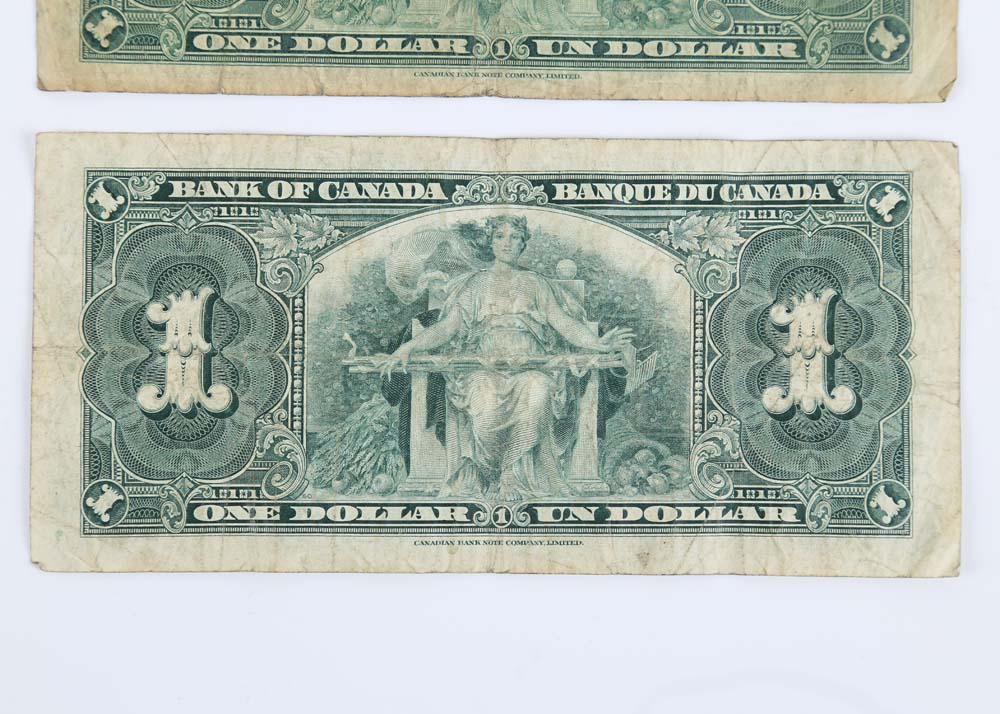 1937 Canadian One Dollar Bills