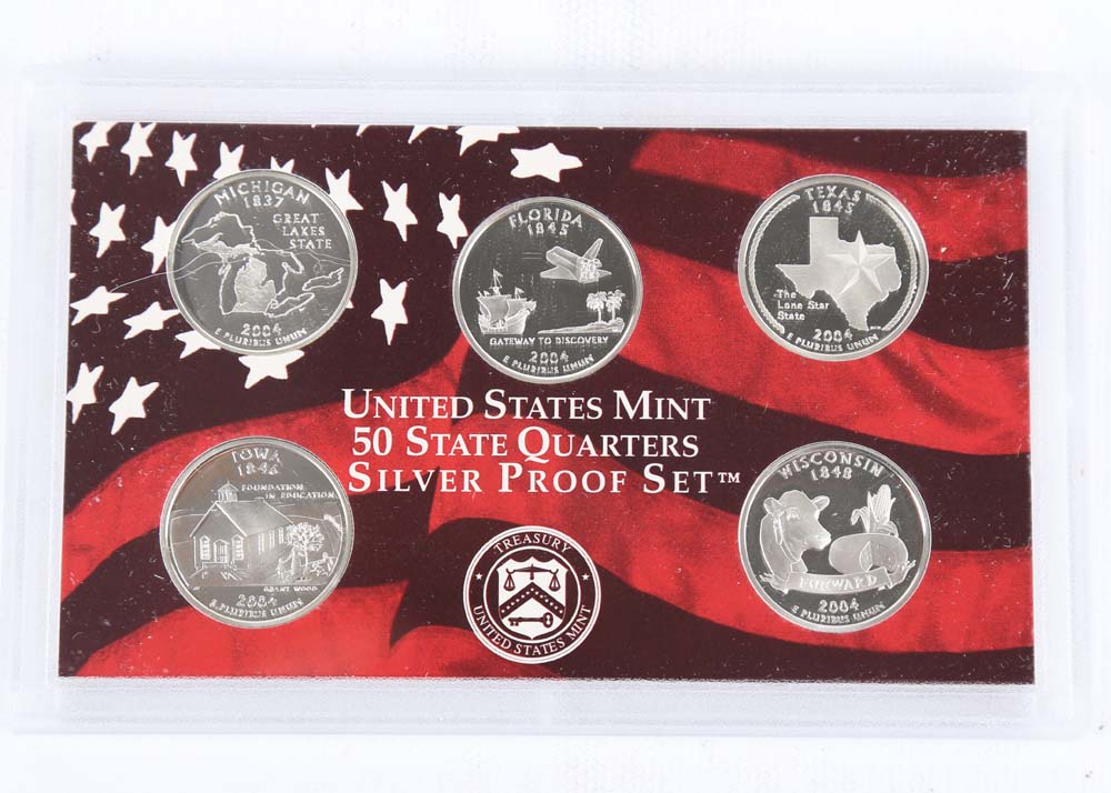 Four United States Mint 50 State Quarters Silver Proof Sets