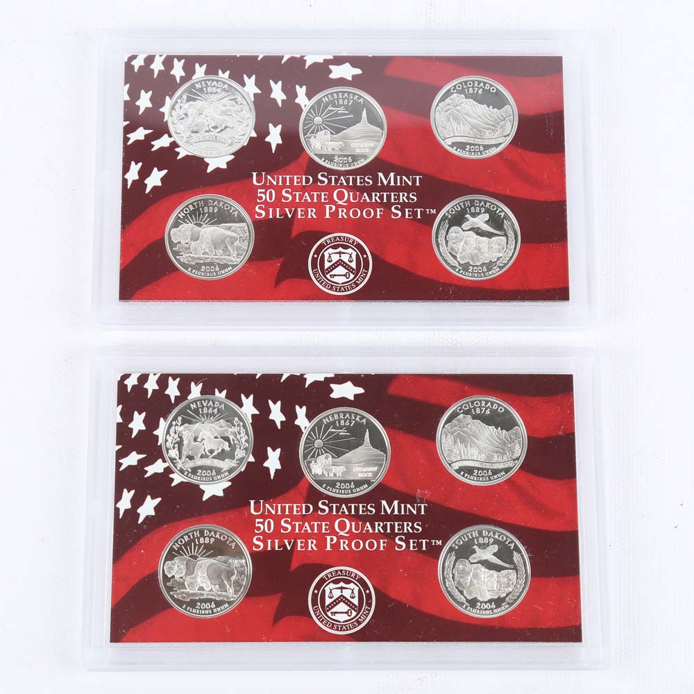 Four United States Mint 50 State Quarters Silver Proof Sets