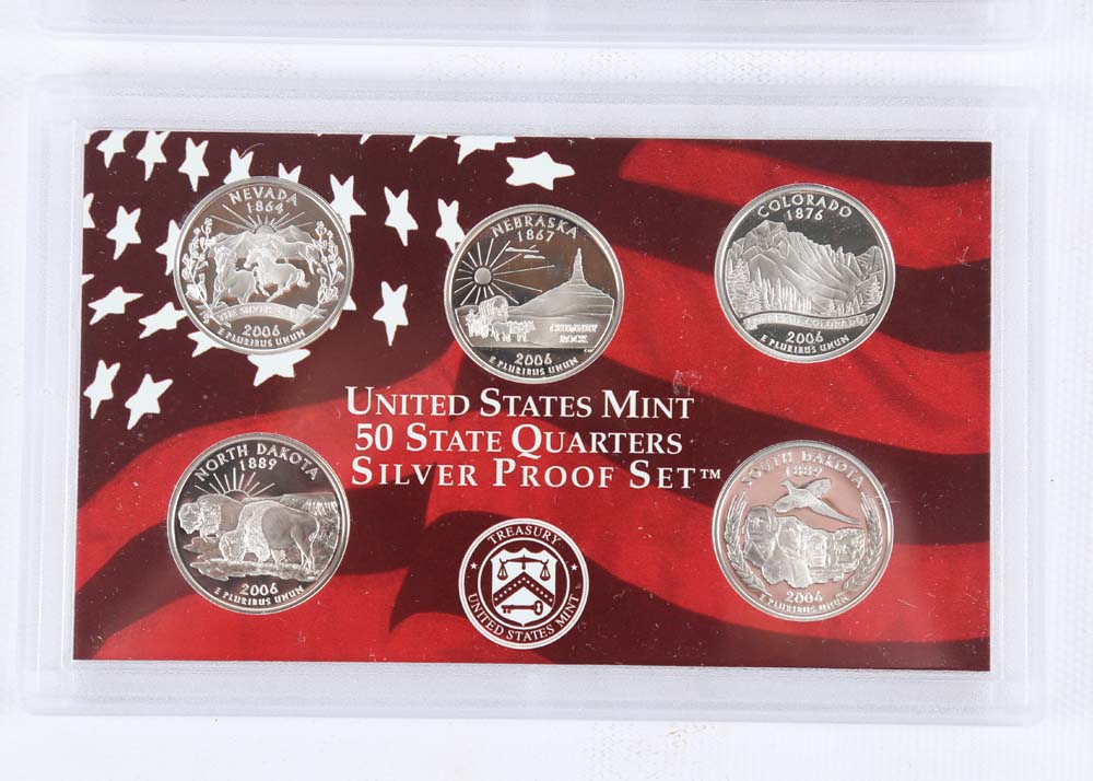 Four United States Mint 50 State Quarters Silver Proof Sets