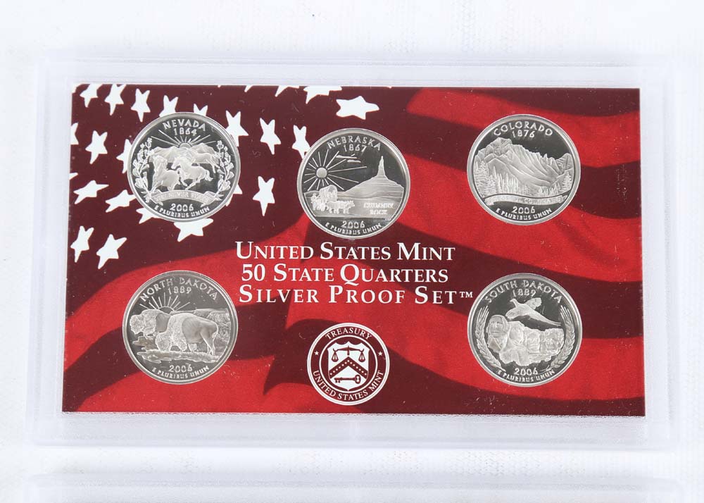 Four United States Mint 50 State Quarters Silver Proof Sets
