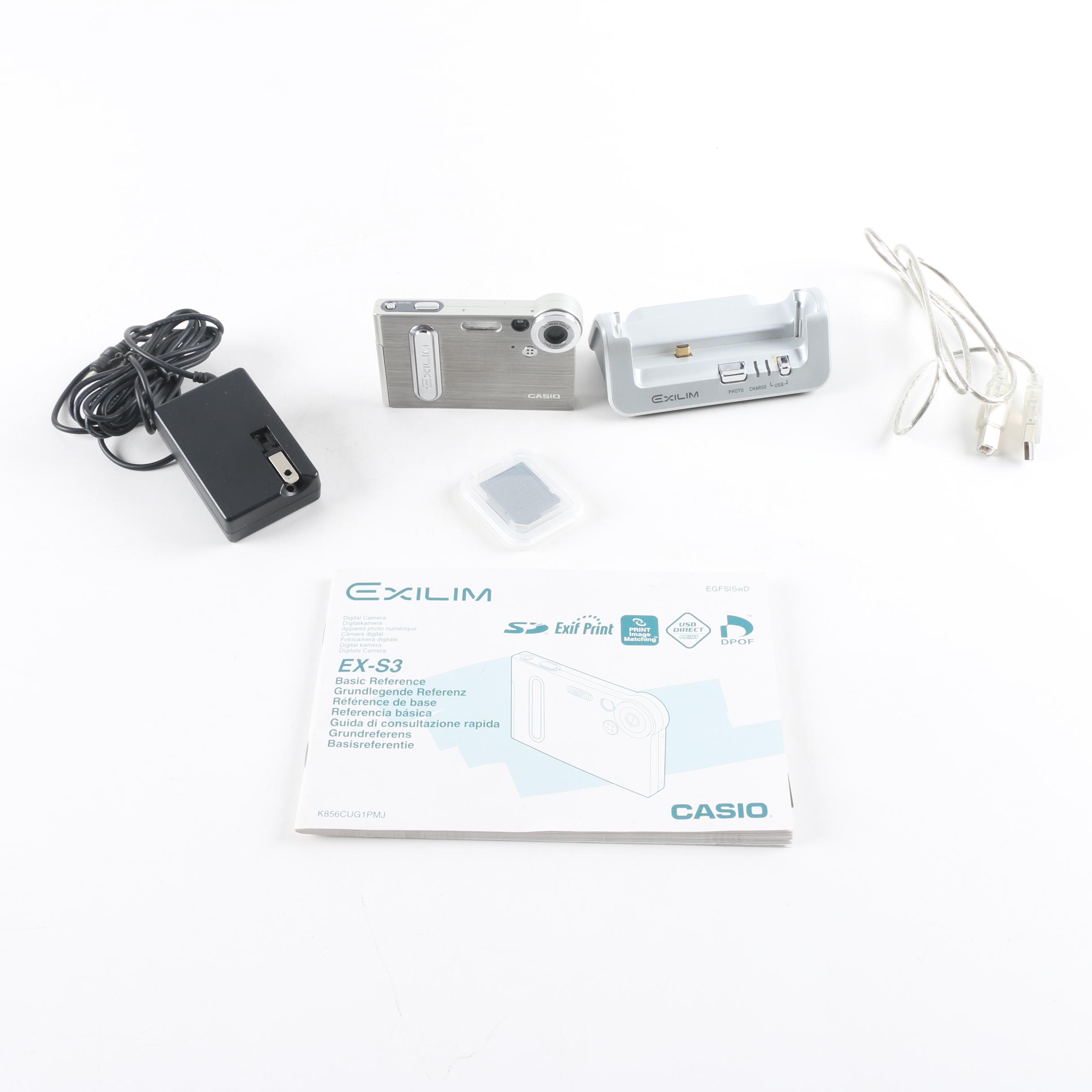 Casio Exilim EX-S3 Digital Camera with Accessories