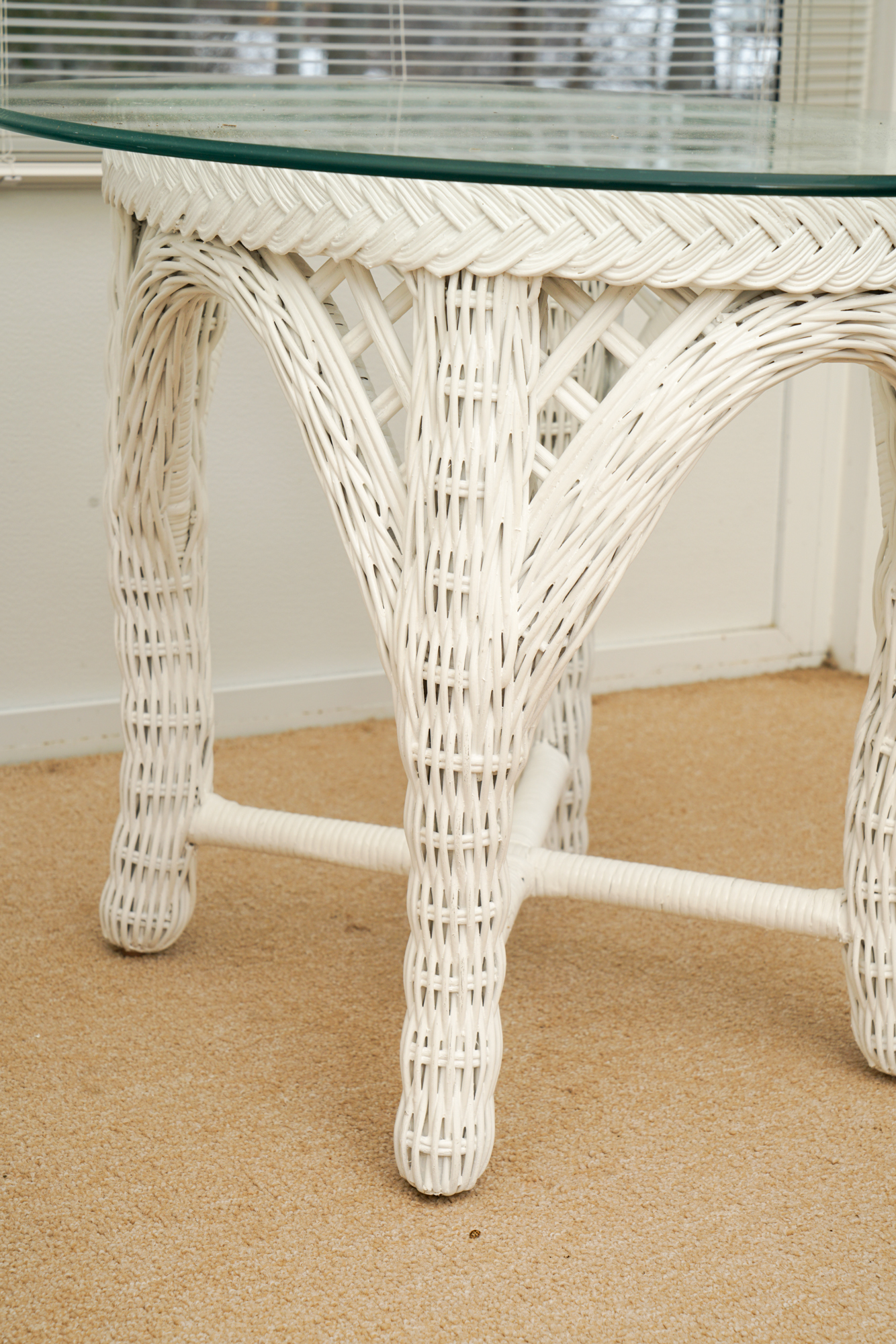 Pair of Wicker Glass Top Side Tables