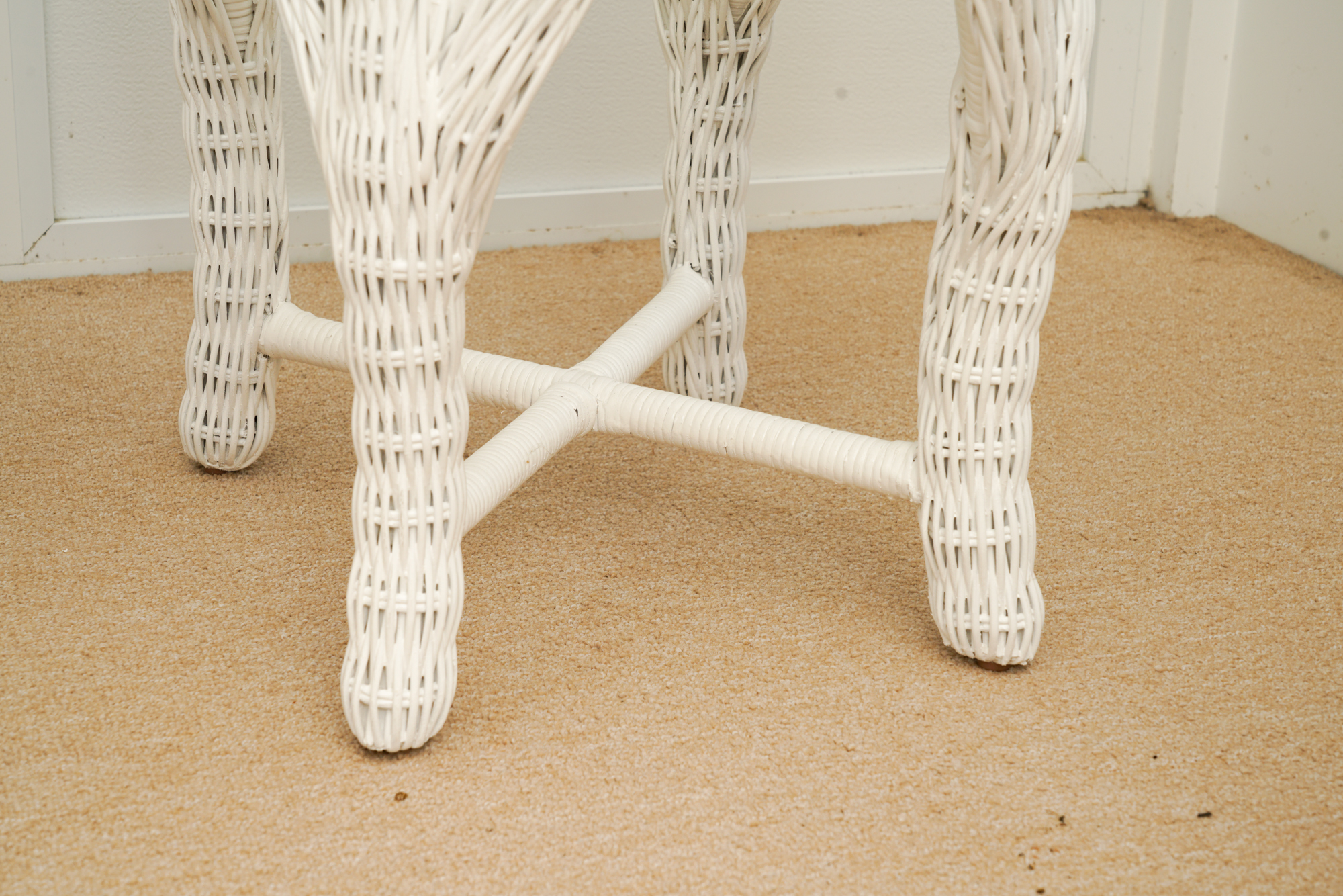 Pair of Wicker Glass Top Side Tables