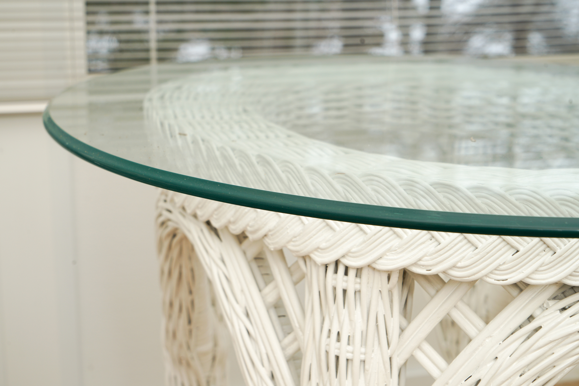 Pair of Wicker Glass Top Side Tables