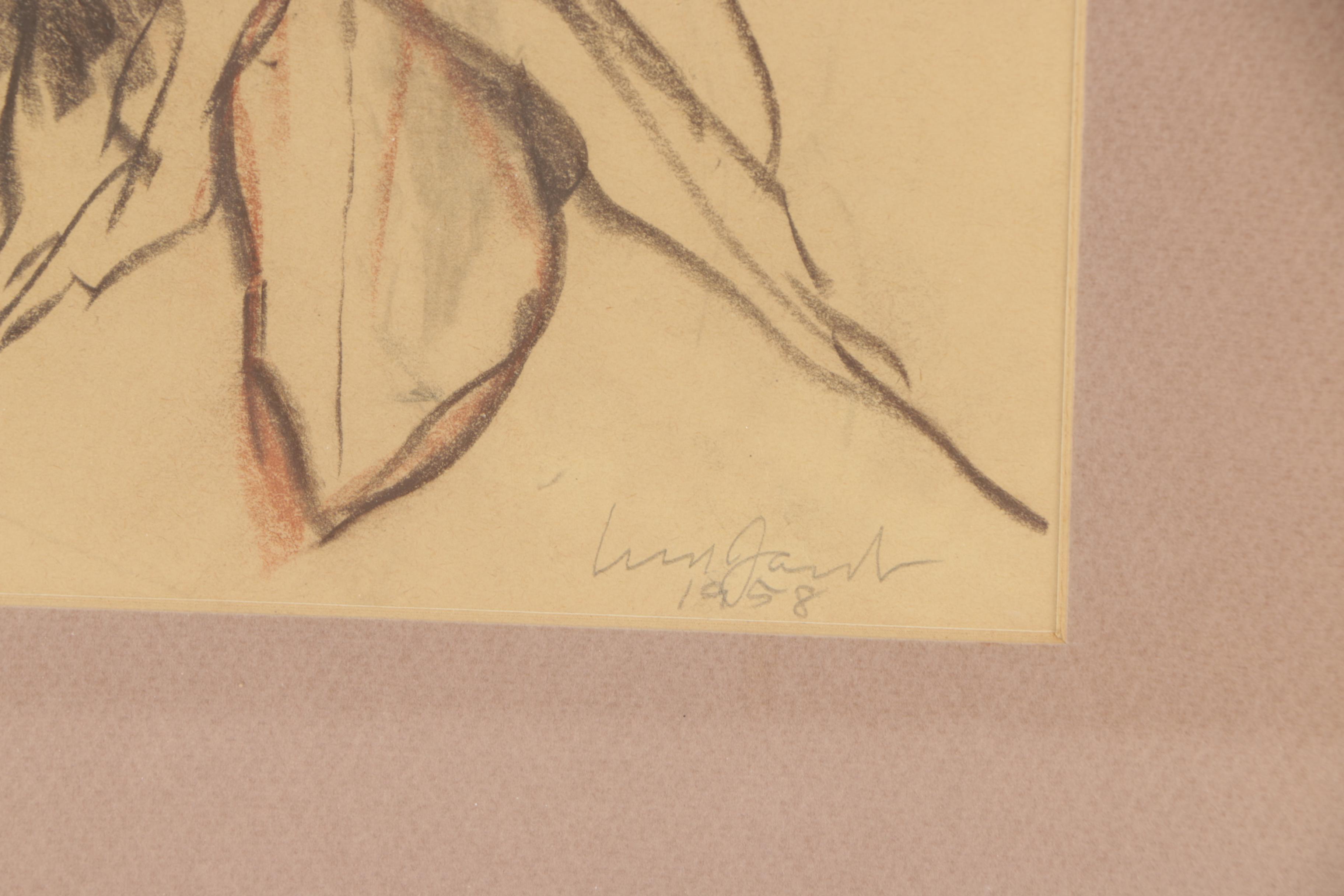 1958 Ned Jacob Conte Crayon Drawing