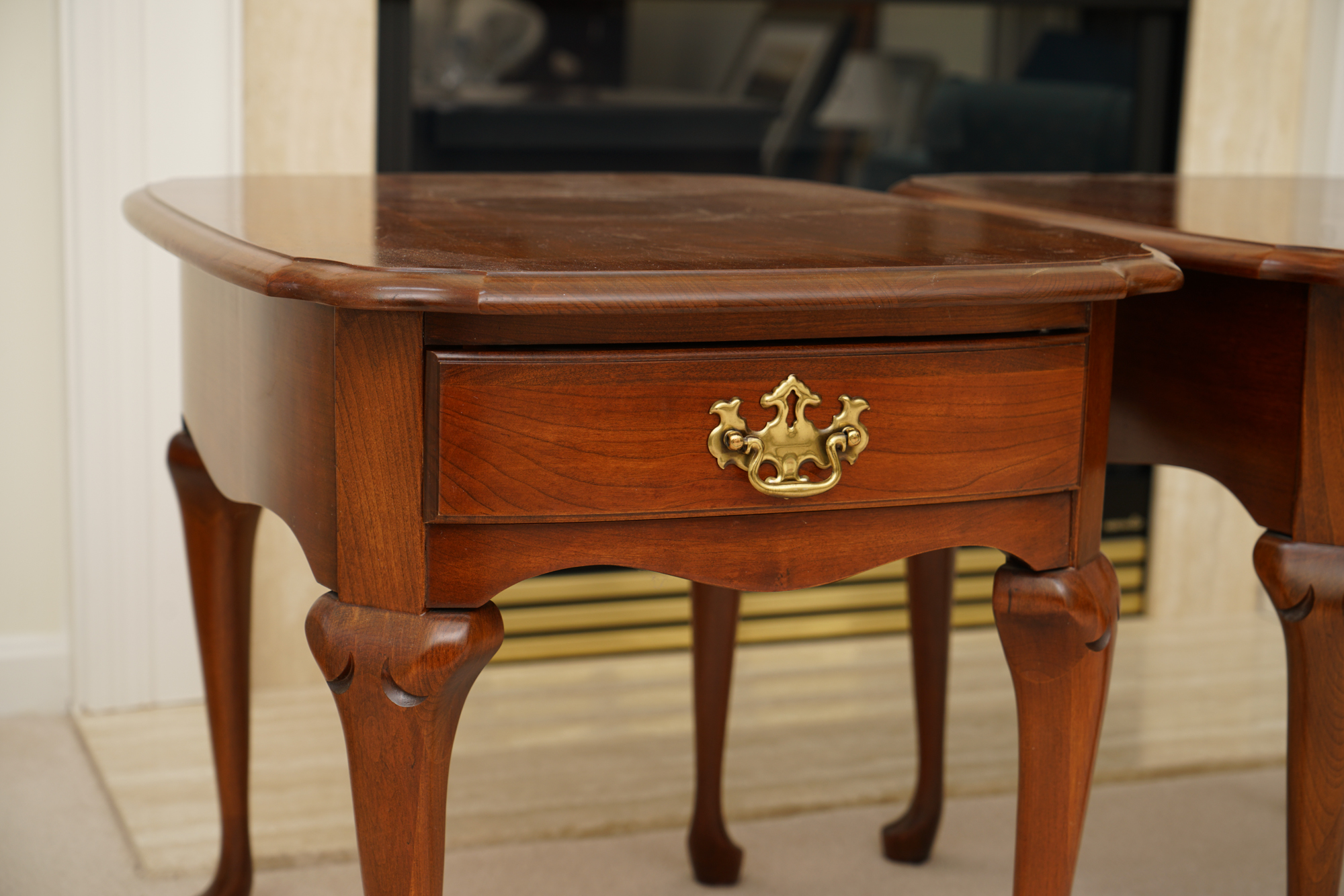 Queen Anne Style Cherry End Tables by Pennsylvania House