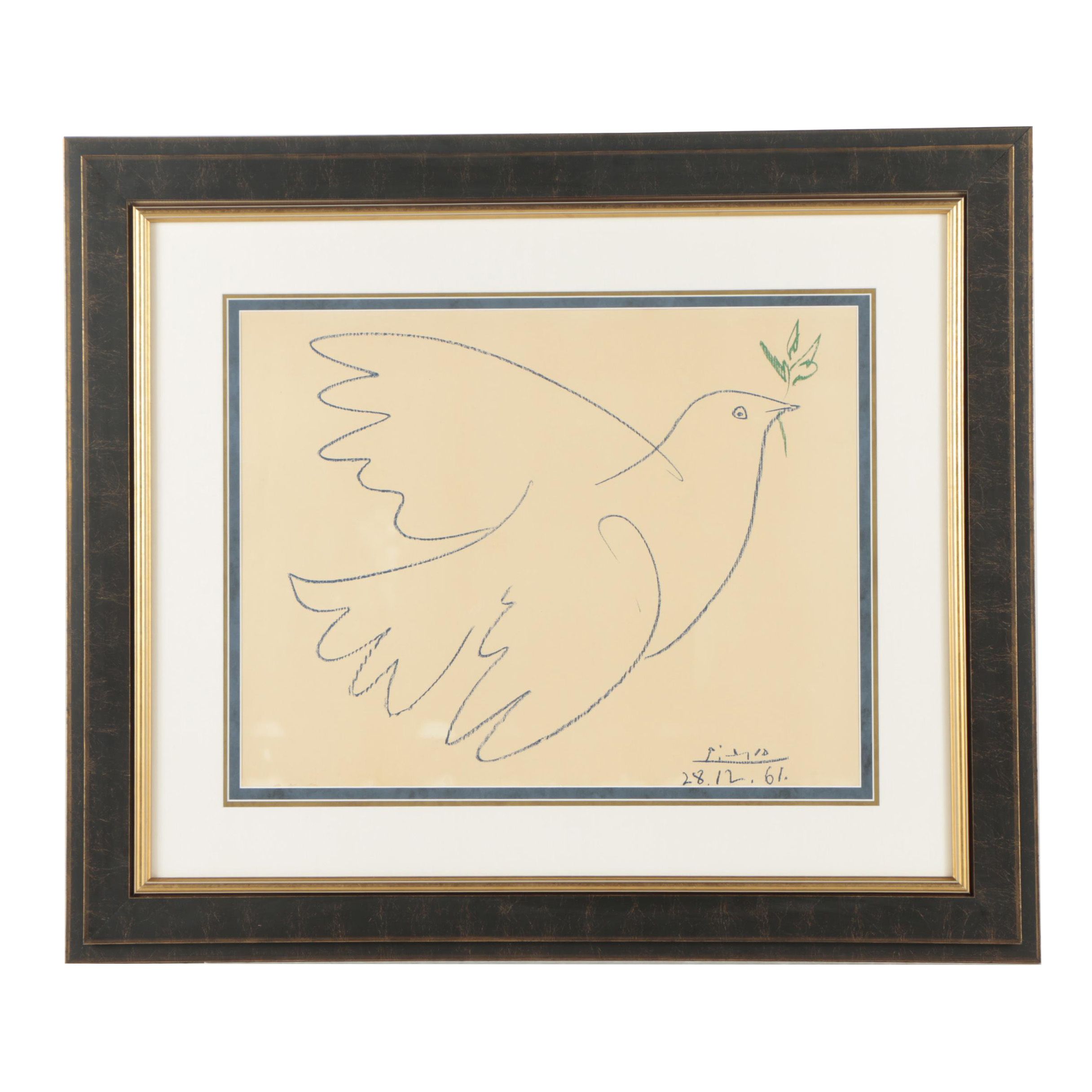 Color Lithograph After Pablo Picasso "Blue Dove"
