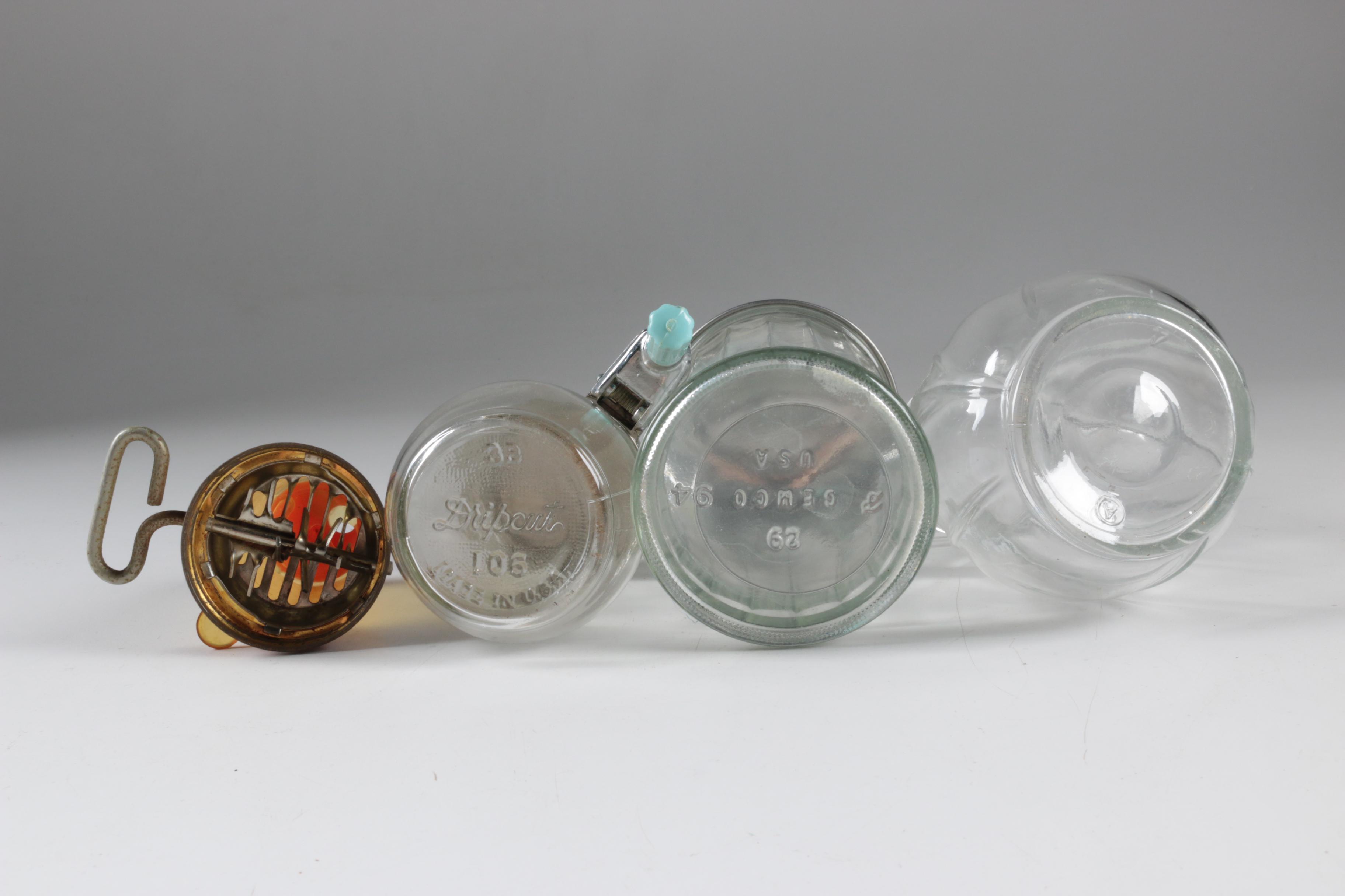 Vintage Wooden Rolling Pins, Glass Syrup Decanters and Cooking Accessories