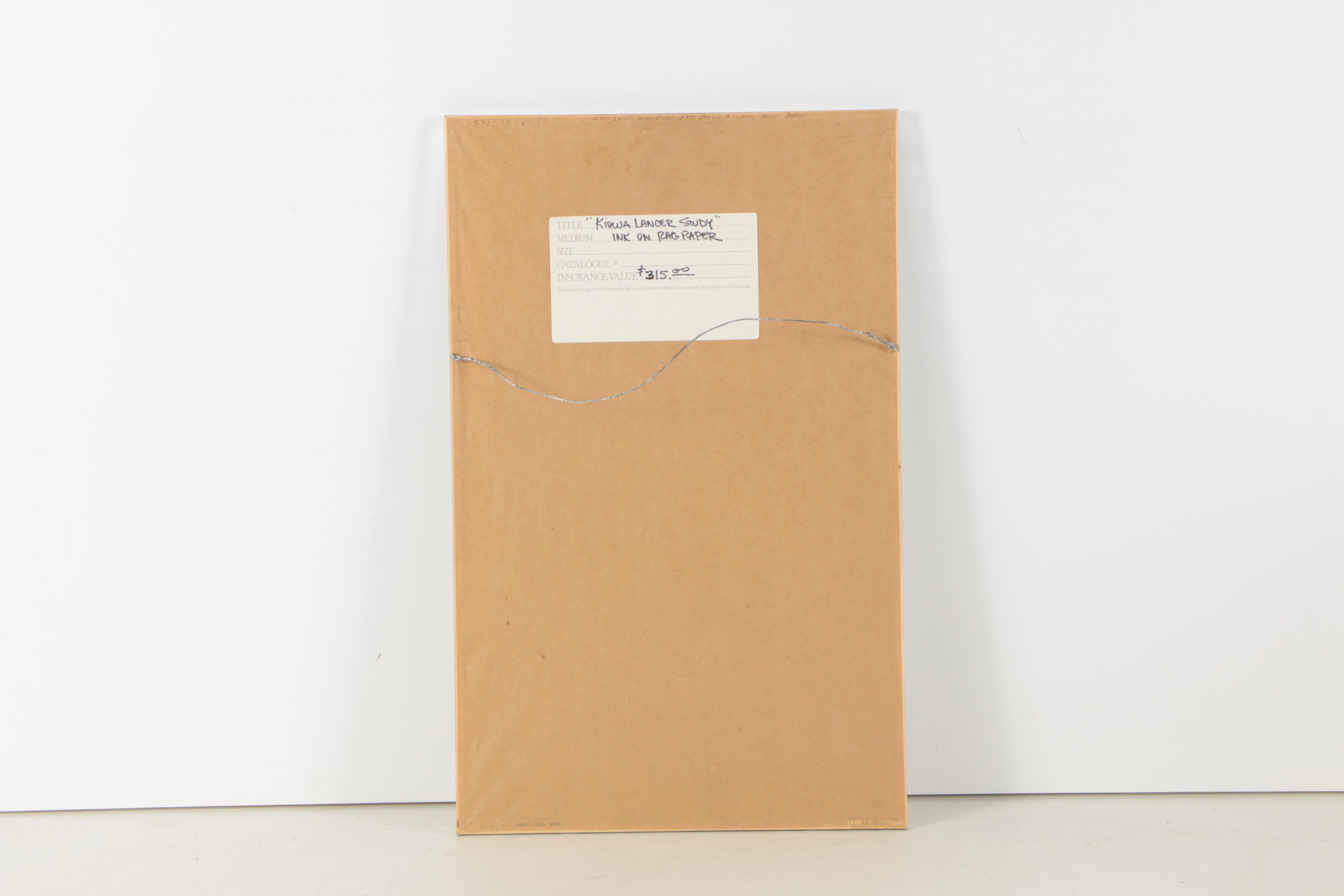 Hollis Williford Ink Drawing "Kiowa Lancer Study"