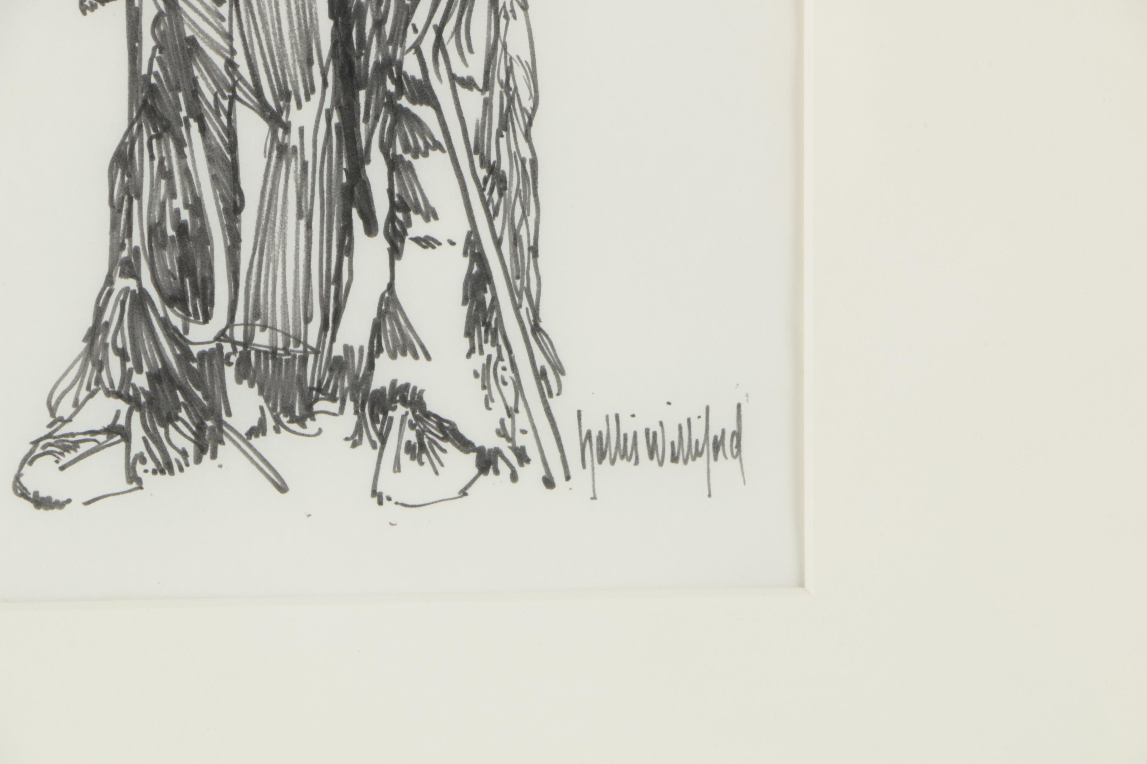 Hollis Williford Ink Drawing "Kiowa Lancer Study"