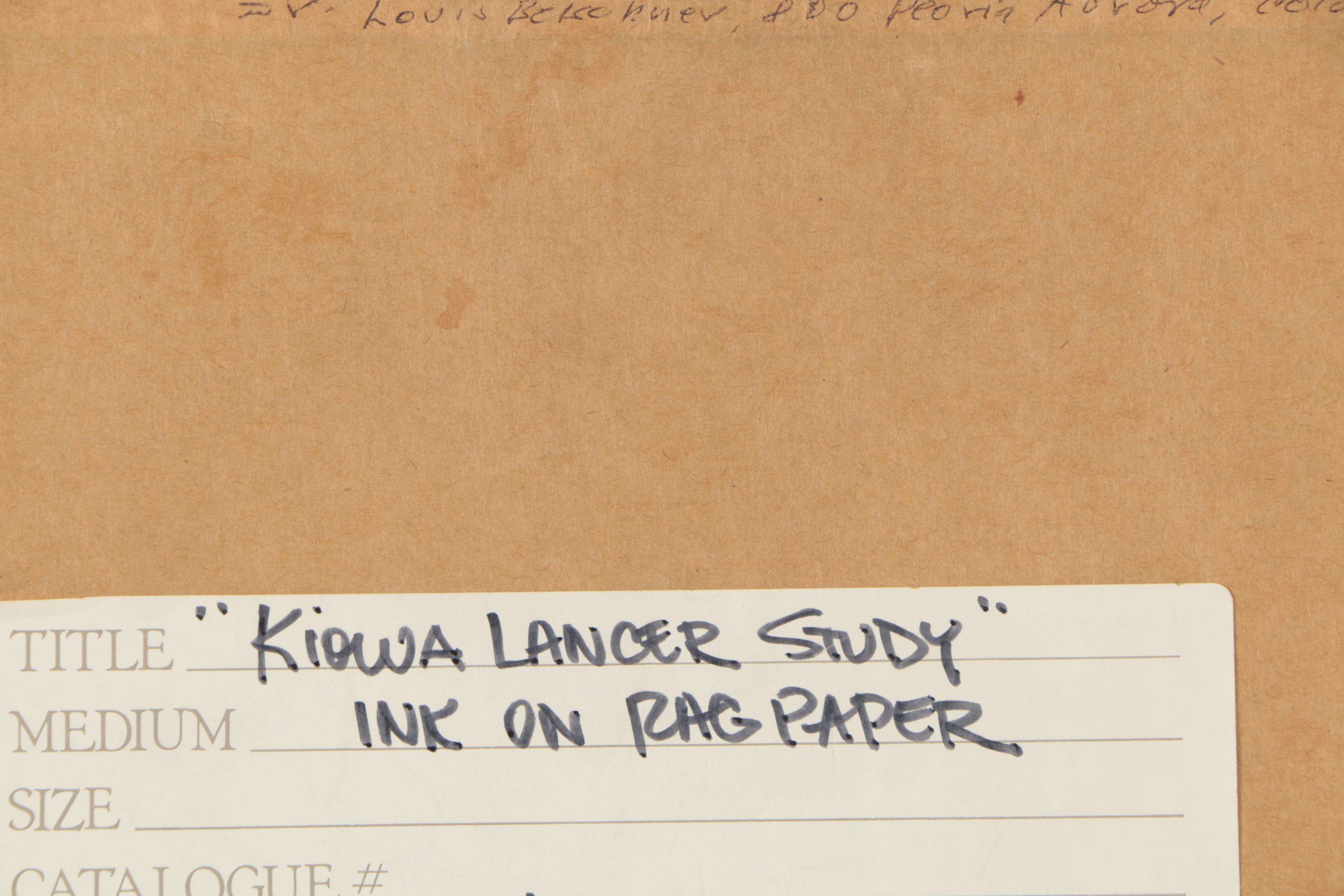 Hollis Williford Ink Drawing "Kiowa Lancer Study"