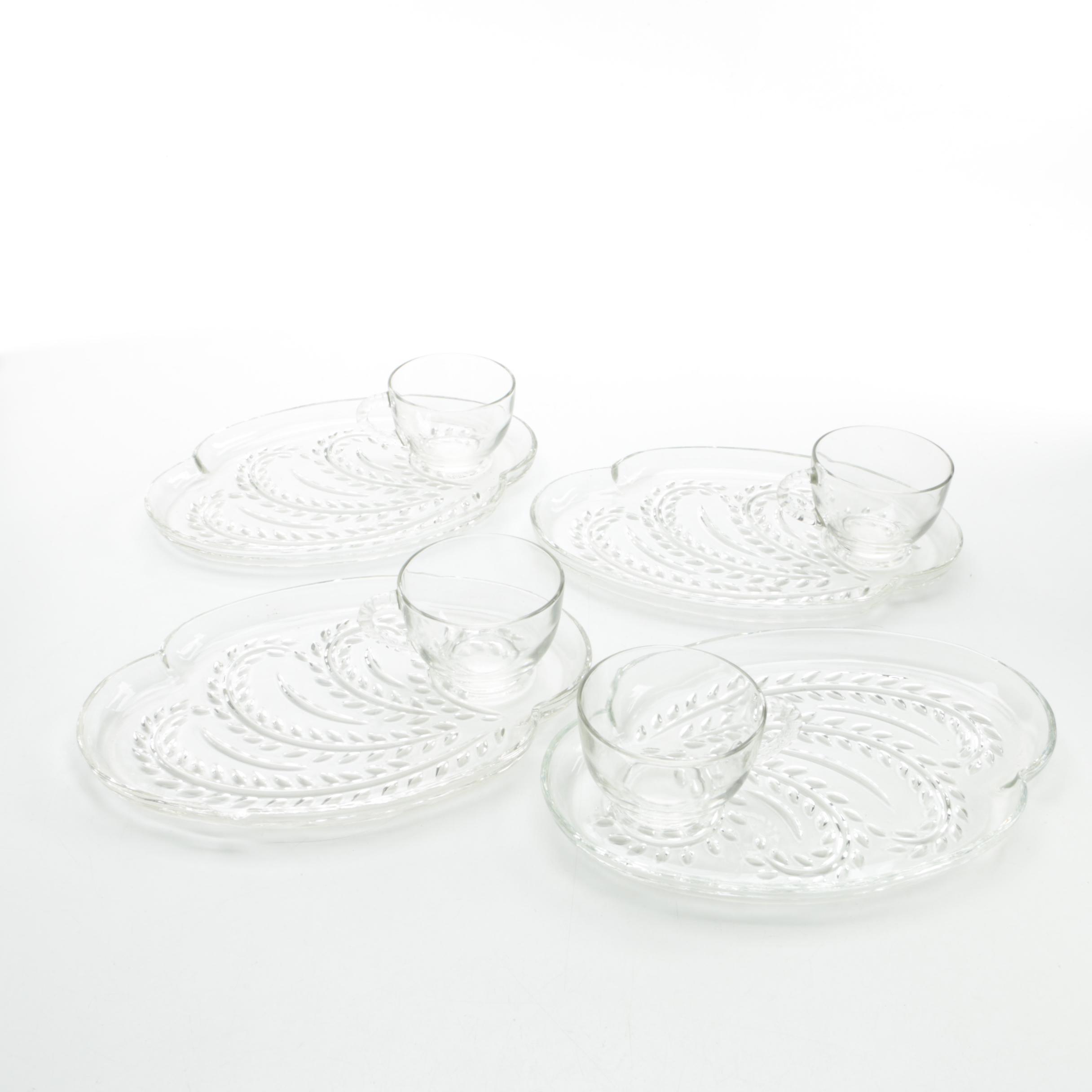 Federal Glass "Homestead" Snack Plates and Cup Sets
