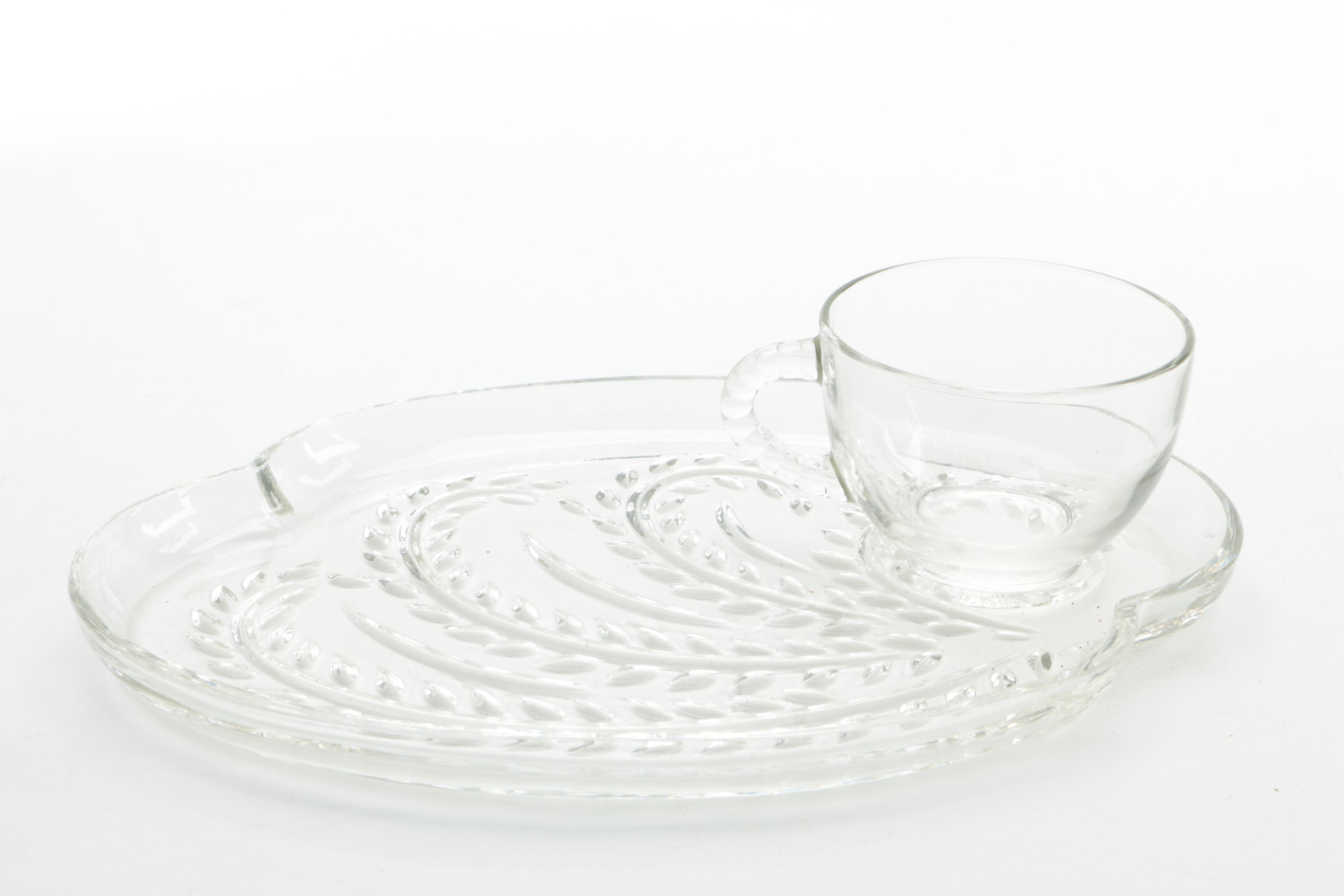 Federal Glass "Homestead" Snack Plates and Cup Sets