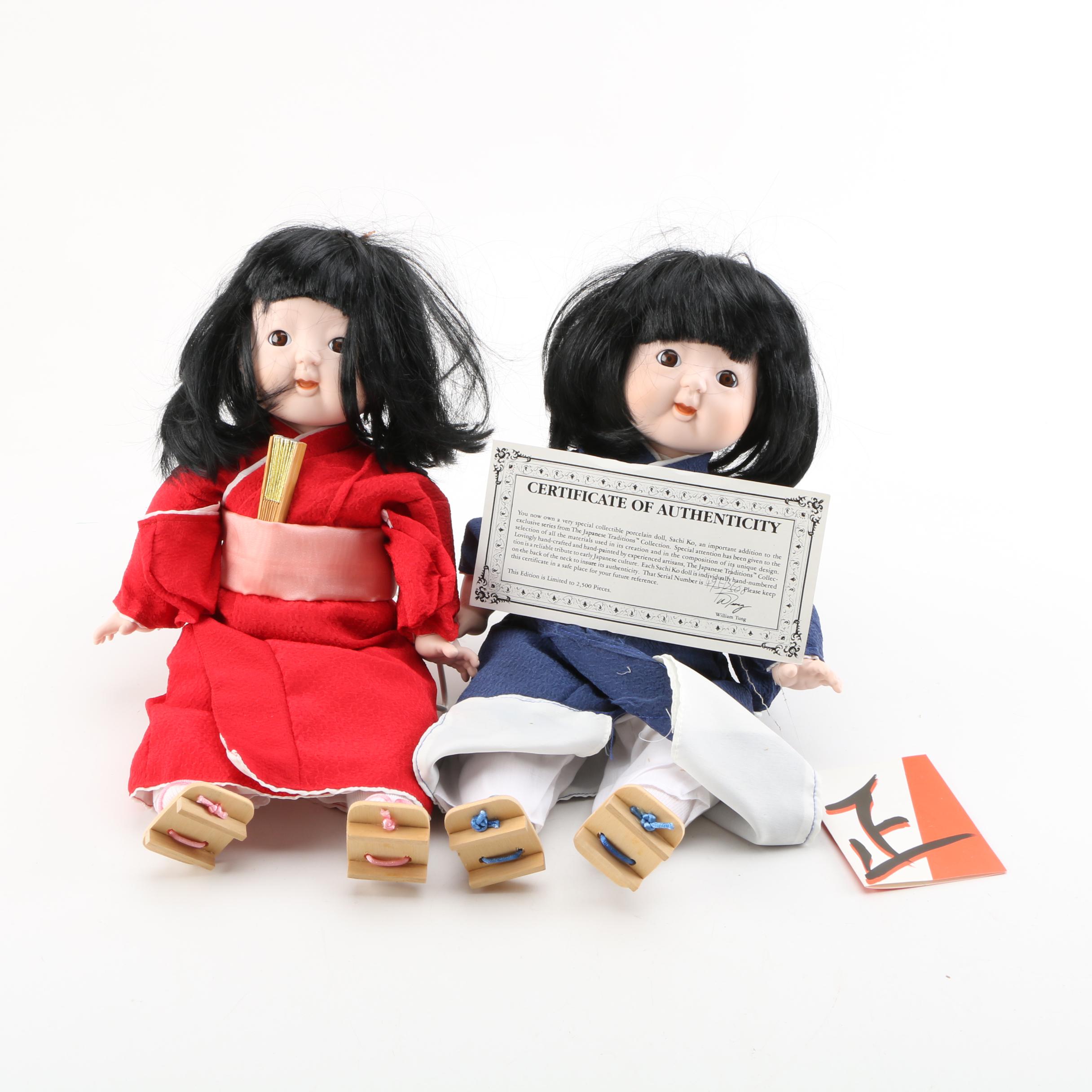 William Tung Signed "Japanese Traditions" Porcelain Dolls