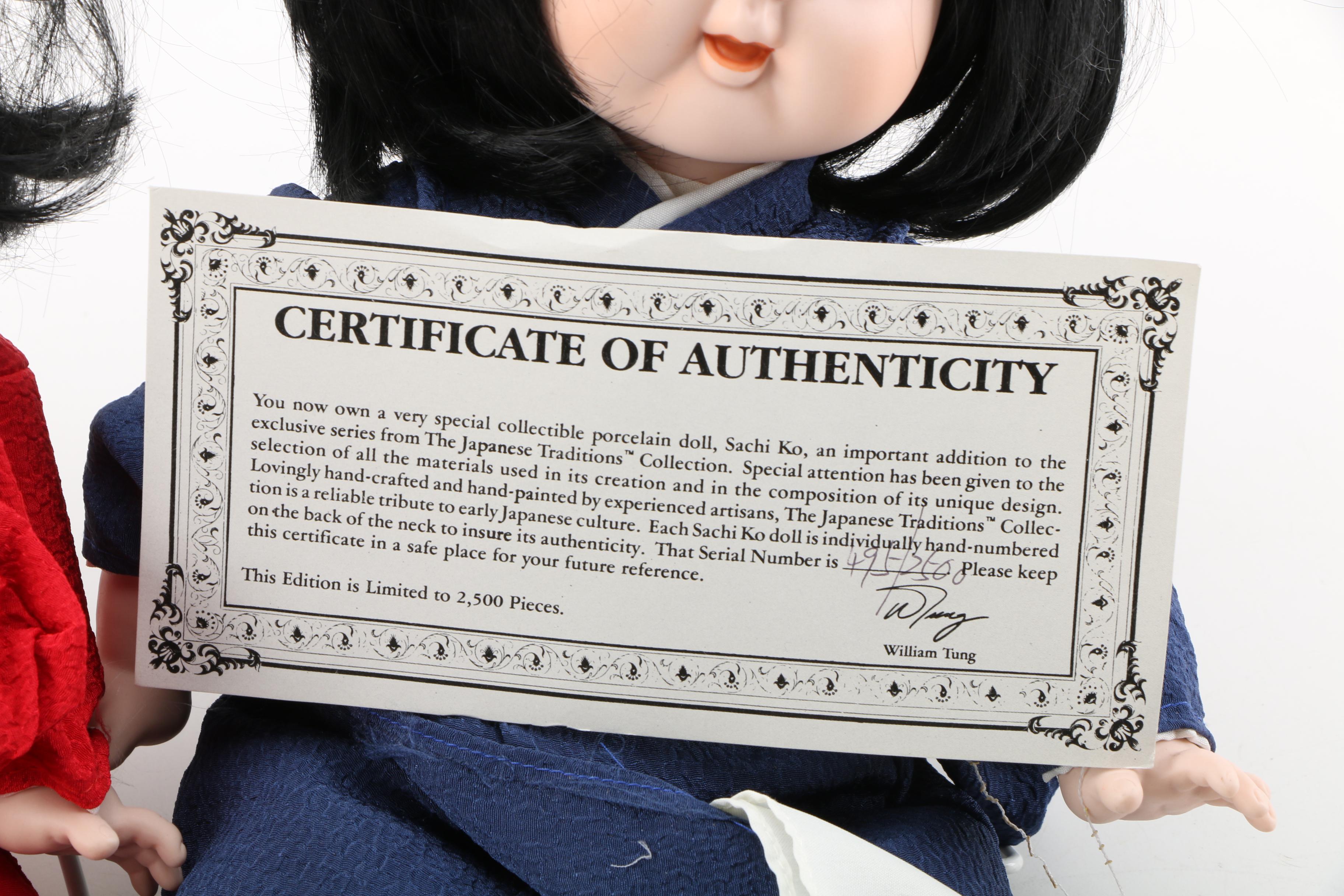 William Tung Signed "Japanese Traditions" Porcelain Dolls