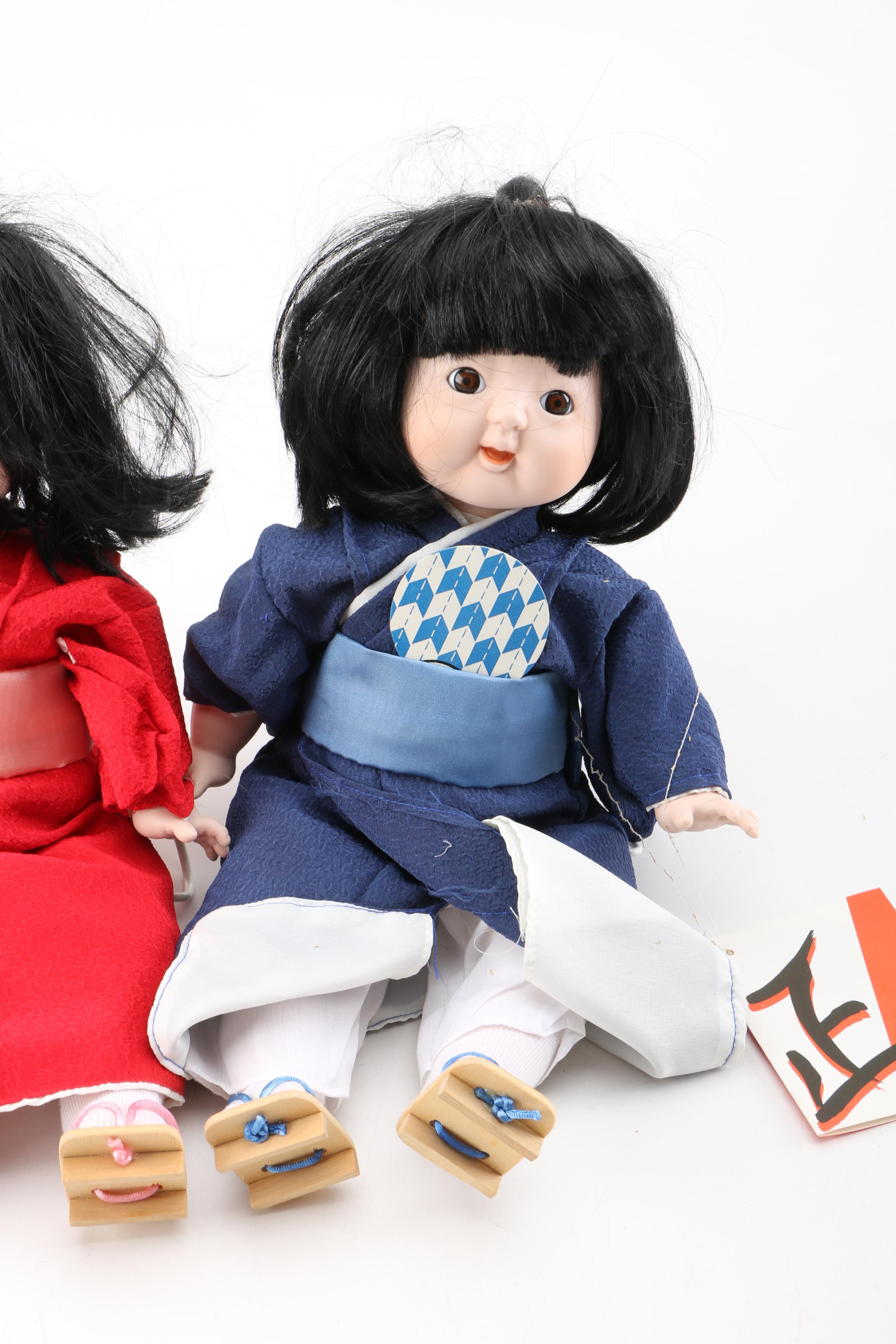 William Tung Signed "Japanese Traditions" Porcelain Dolls