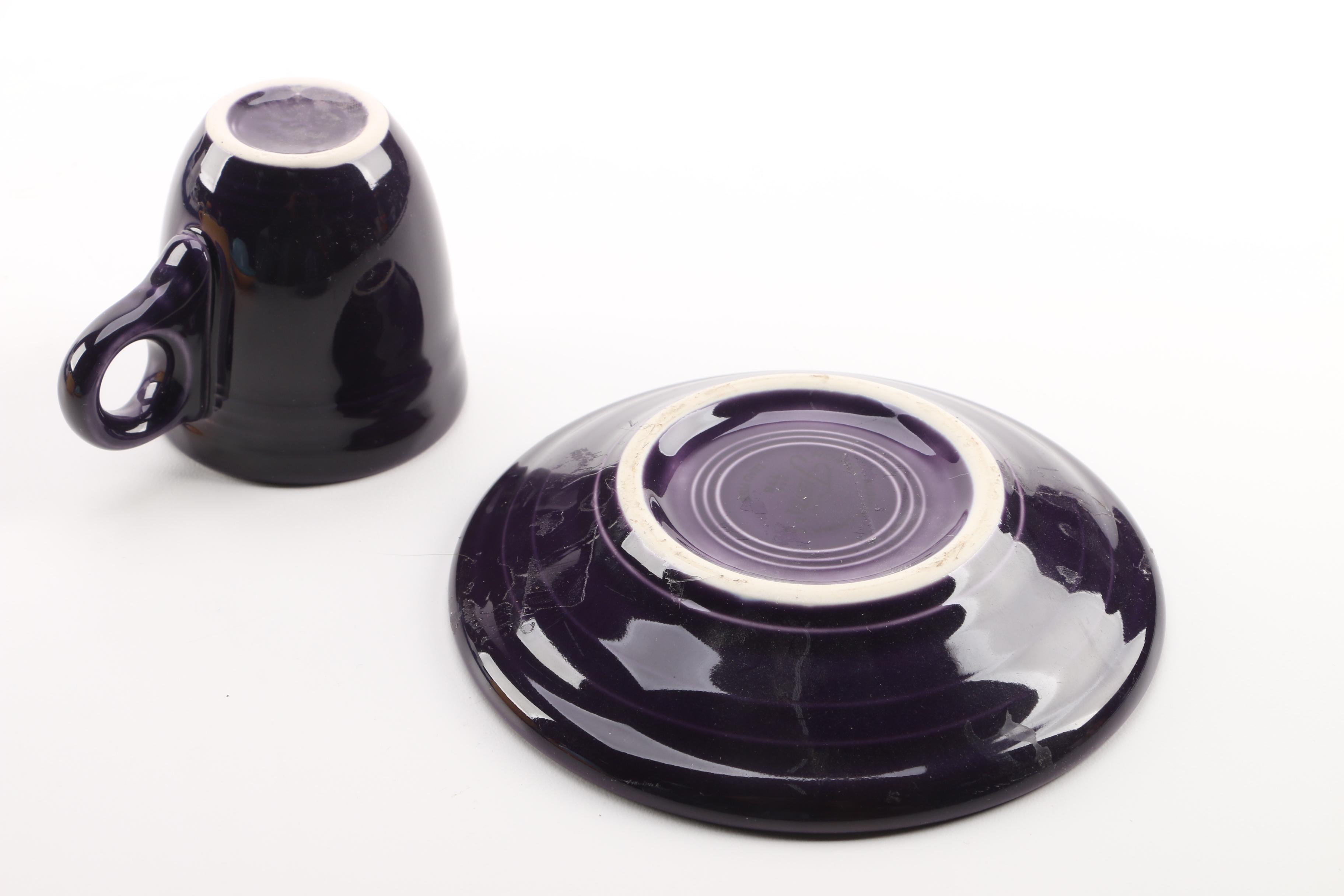 Homer Laughlin "Fiesta" and Bauer Pottery Ceramic Cups and Saucers